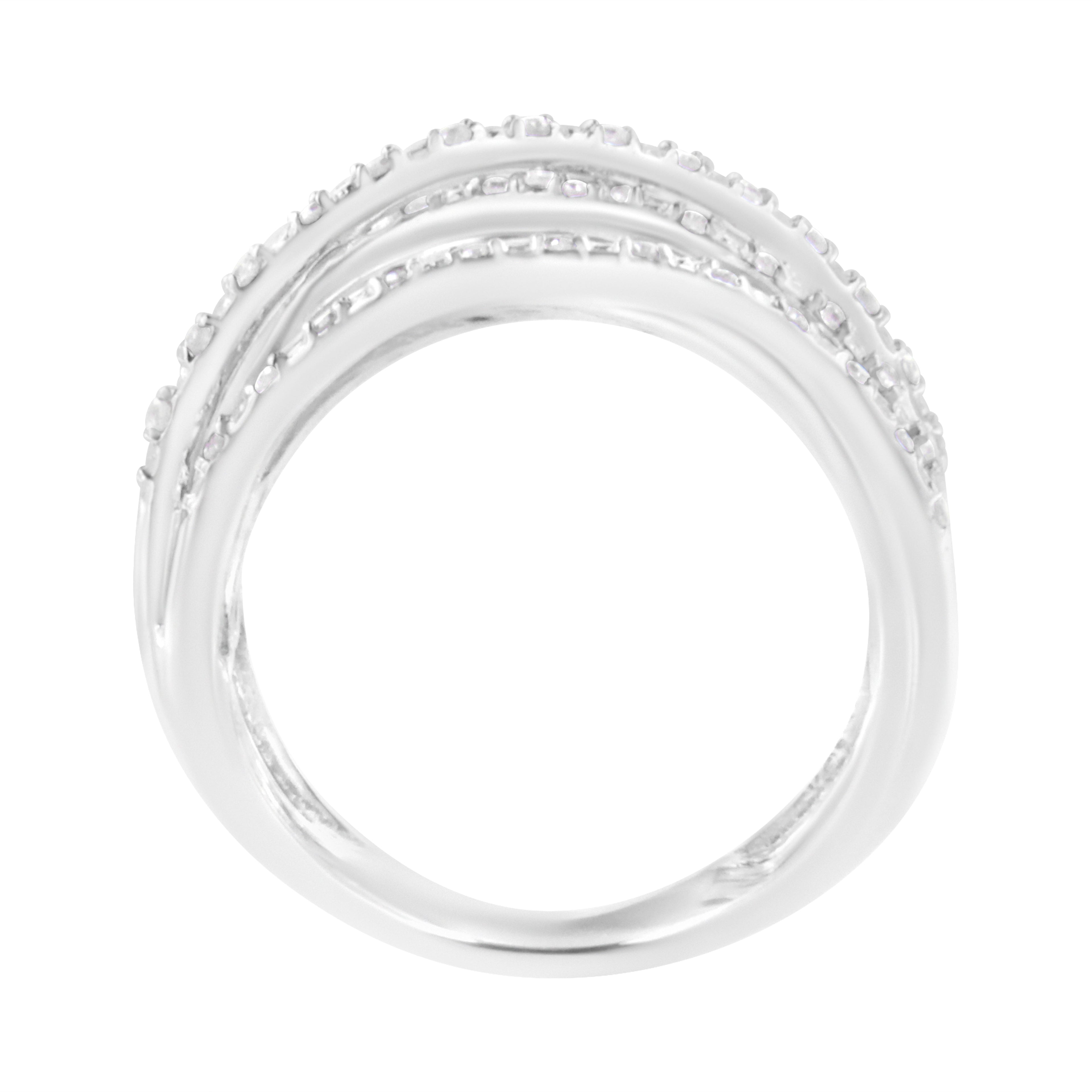 .925 Sterling Silver 1/4 Cttw Prong Set Round-Cut Diamond Bypass Ring (I-J Color, I1-I2 Clarity) - Size 7 DestGlow