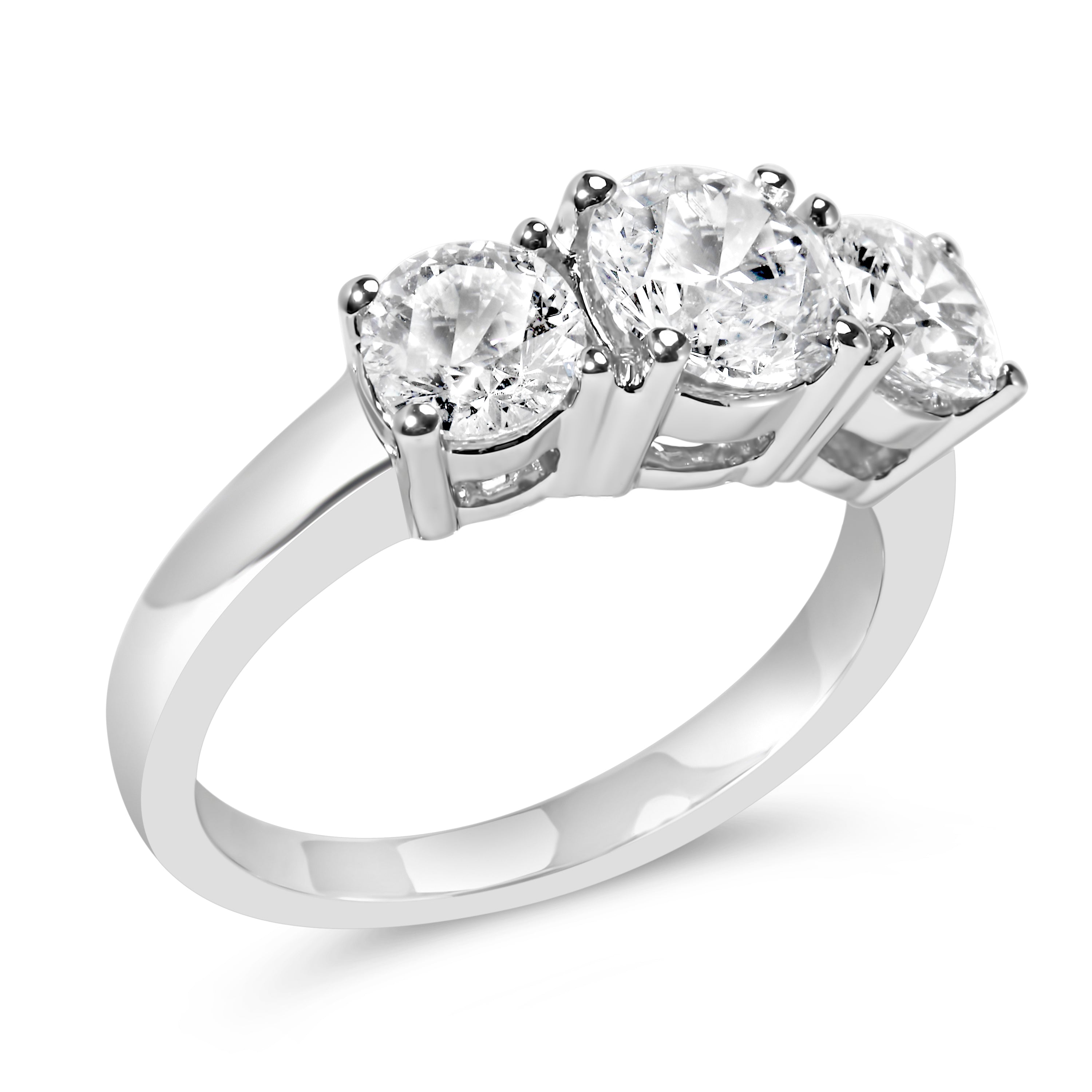 14K White Gold 2.00 Cttw Lab Grown Diamond 3 Stone Ring Band (F-G Color, VS1-VS2 Clarity) - Ring Size 7 by Bids.com