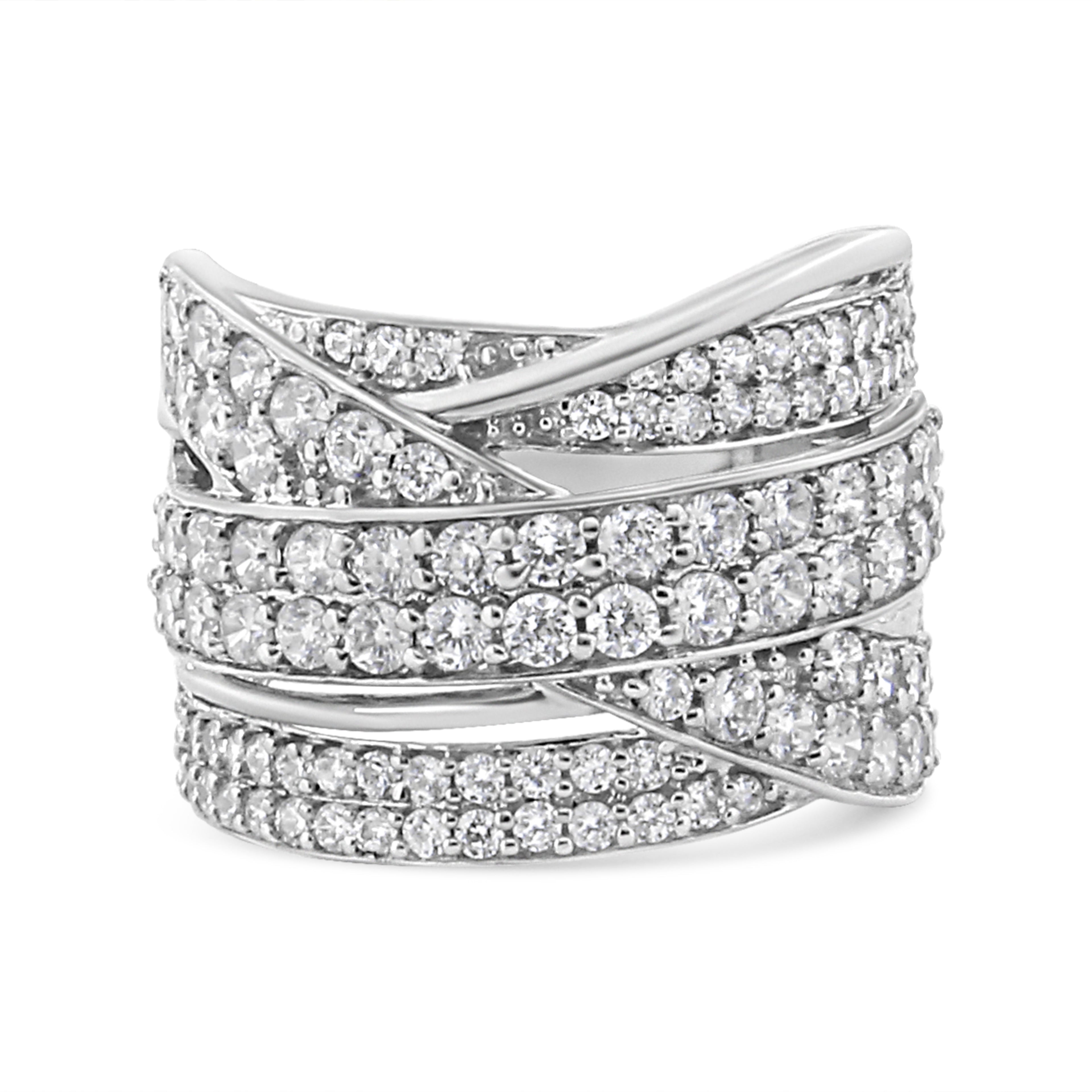 .925 Sterling Silver 2.00 Cttw Round-Cut Diamond Overlapping Bypass Band Ring (I-J Color, I2-I3 Clarity) - Ring Size 7 by Bids.com