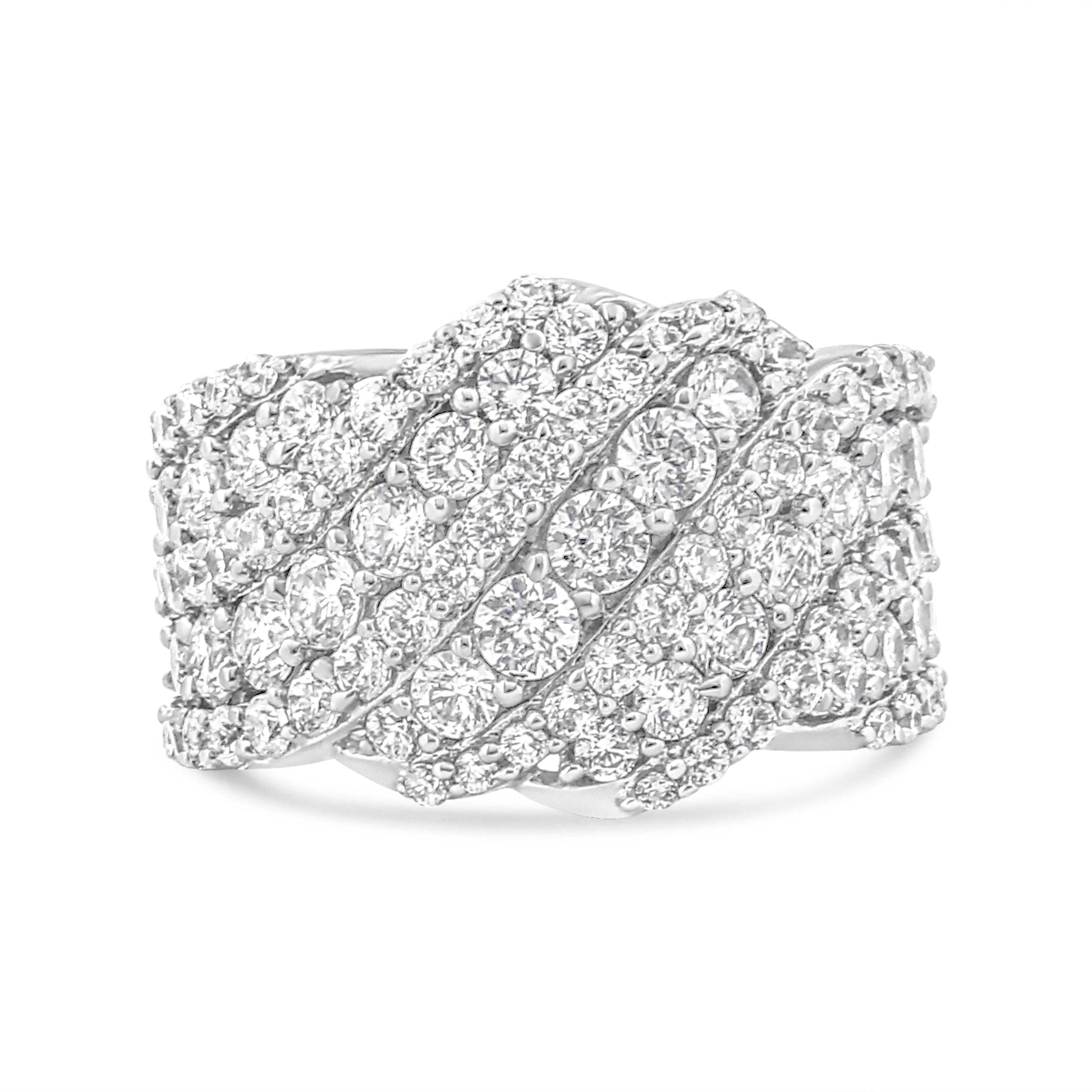 10K White Gold 3.00 Cttw Diamond Multi Row Cluster Band Ring (I-J Color, I3 Clarity) - Size 7 by Bids.com