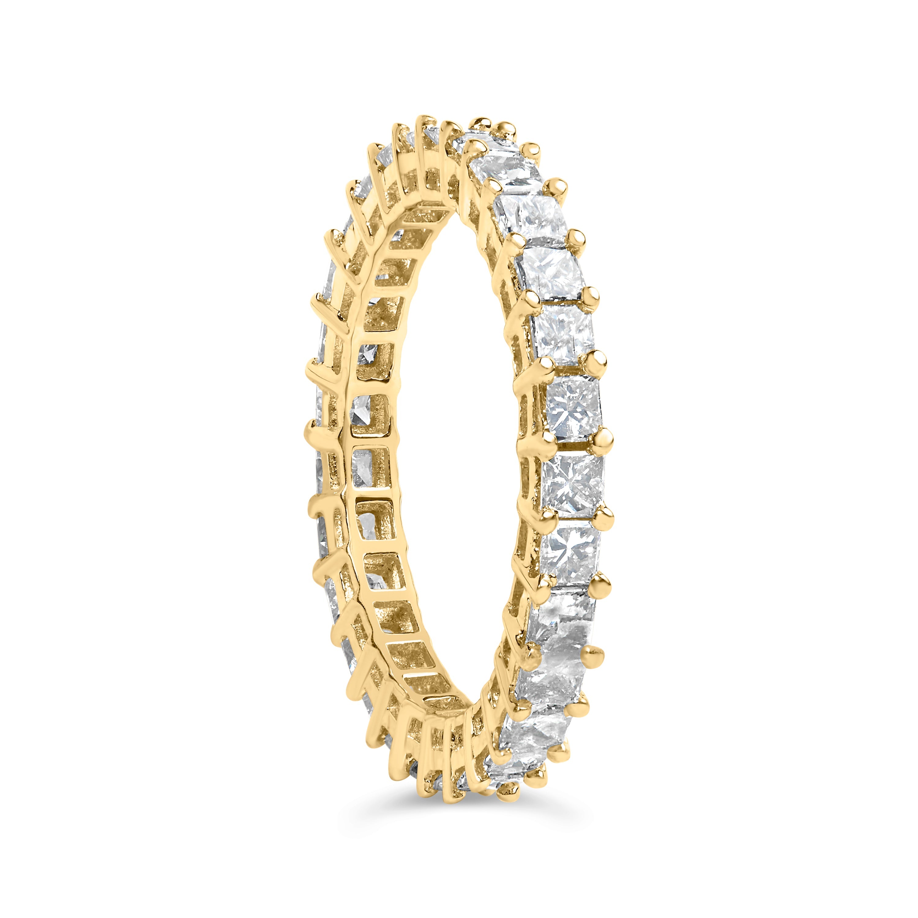 14K Yellow Gold 2.00 Cttw Shared Prong Set Princess Cut Diamond Eternity Band Ring (J-K Color, SI1-SI2 Clarity) - Ring Size 7 DestGlow