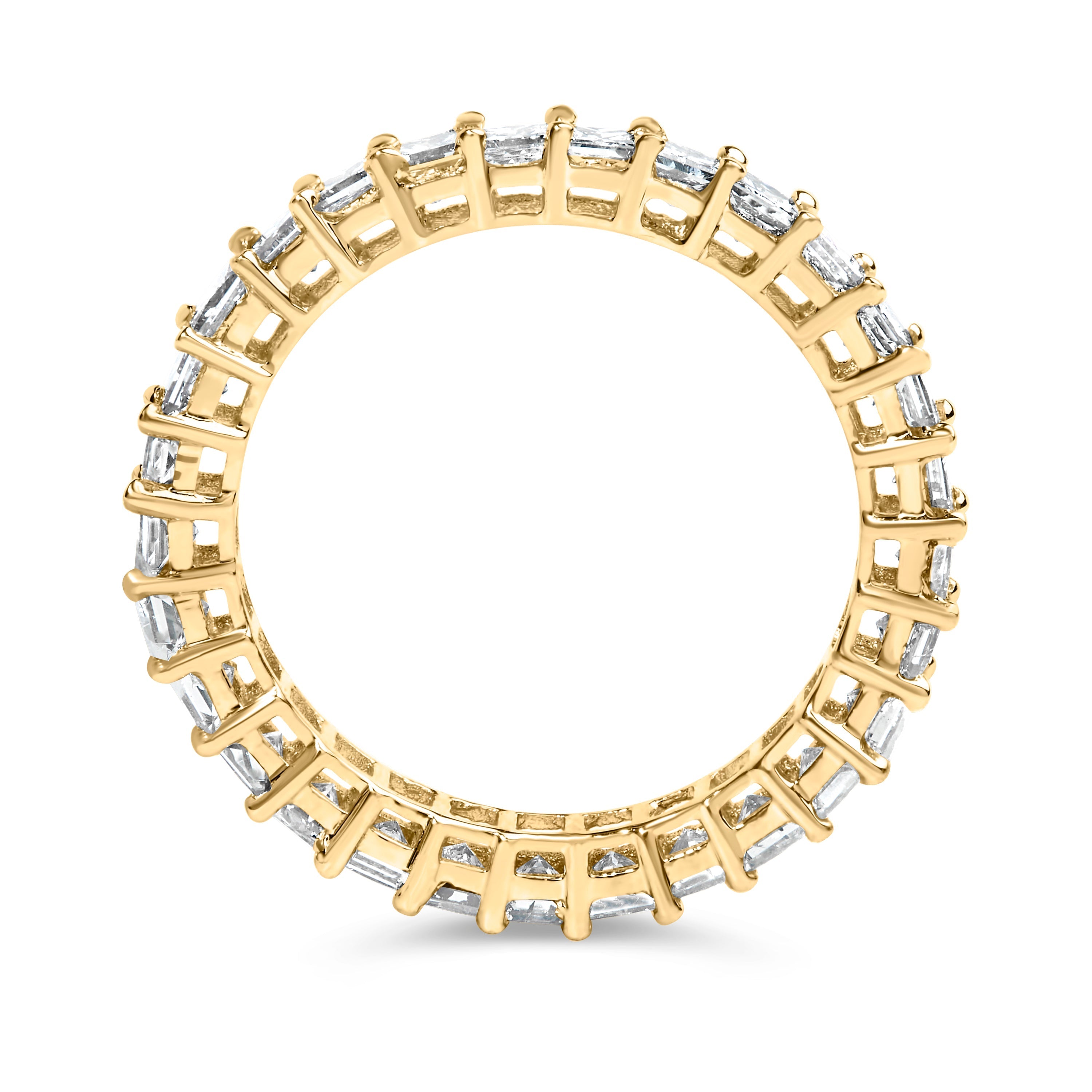 14K Yellow Gold 2.00 Cttw Shared Prong Set Princess Cut Diamond Eternity Band Ring (J-K Color, SI1-SI2 Clarity) - Ring Size 7 DestGlow