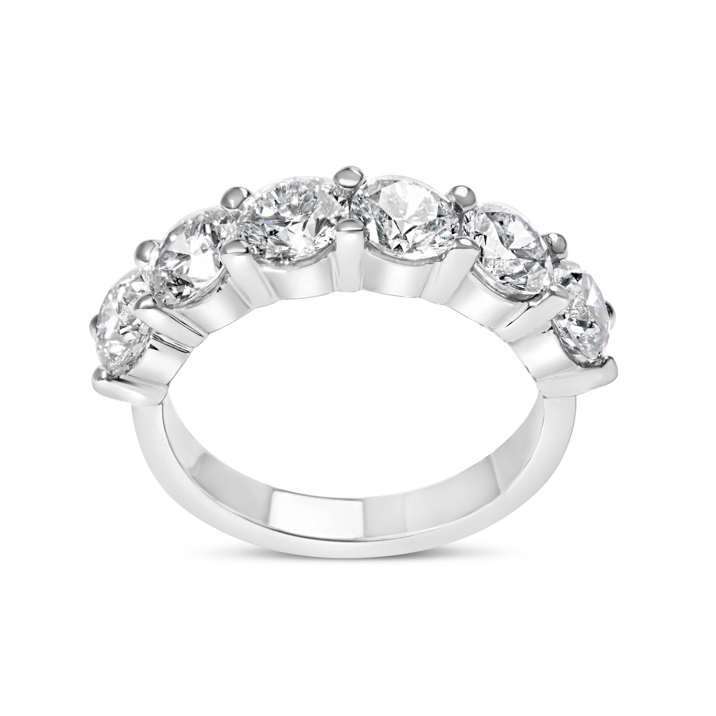 14K White Gold 3.0 Cttw Lab-Grown Diamond Shared Prong Set 6 Stone Band Ring (G-H Color, VS2-SI1 Clarity) - Ring Size 7 DestGlow