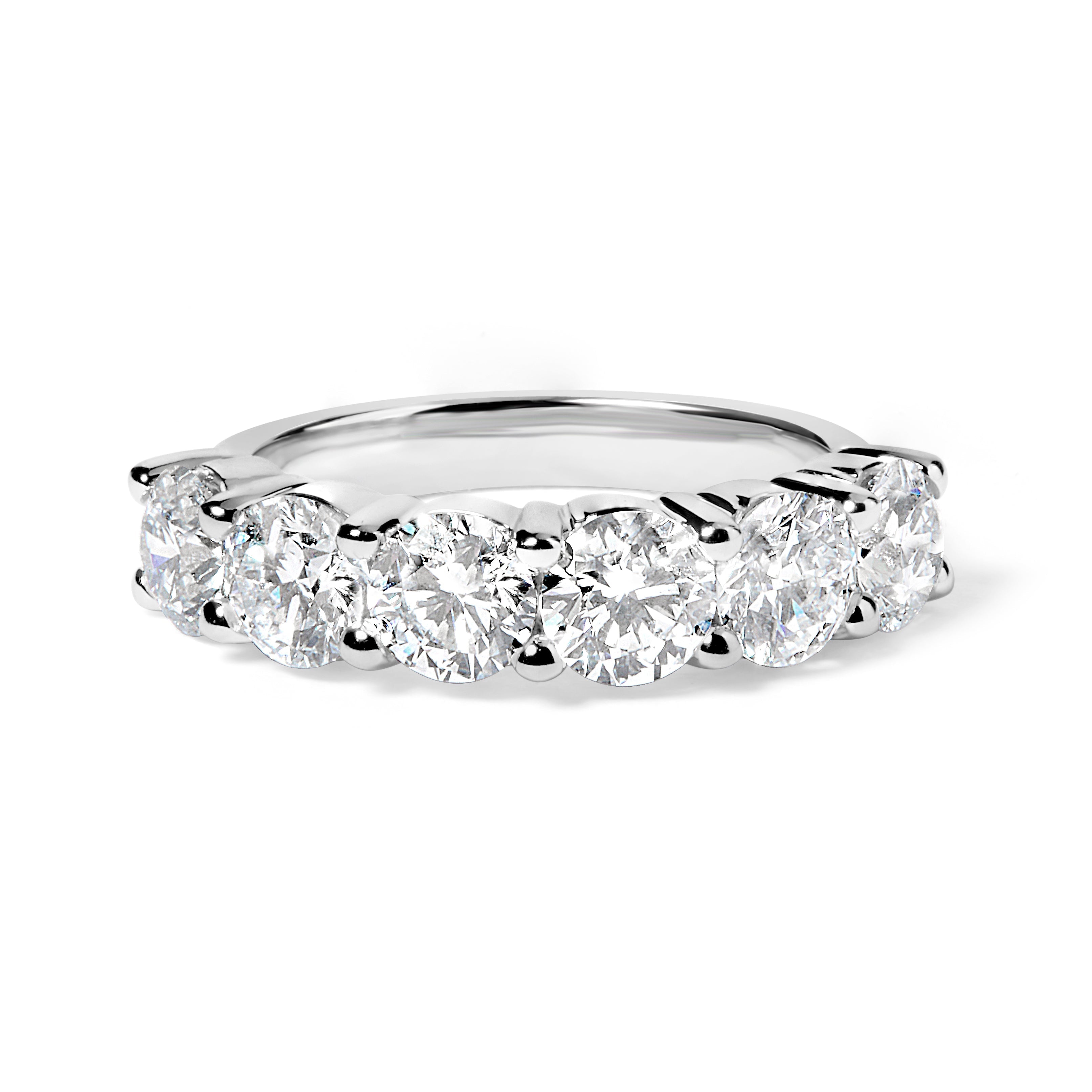 14K White Gold 3.0 Cttw Lab-Grown Diamond Shared Prong Set 6 Stone Band Ring (G-H Color, VS2-SI1 Clarity) - Ring Size 7 DestGlow