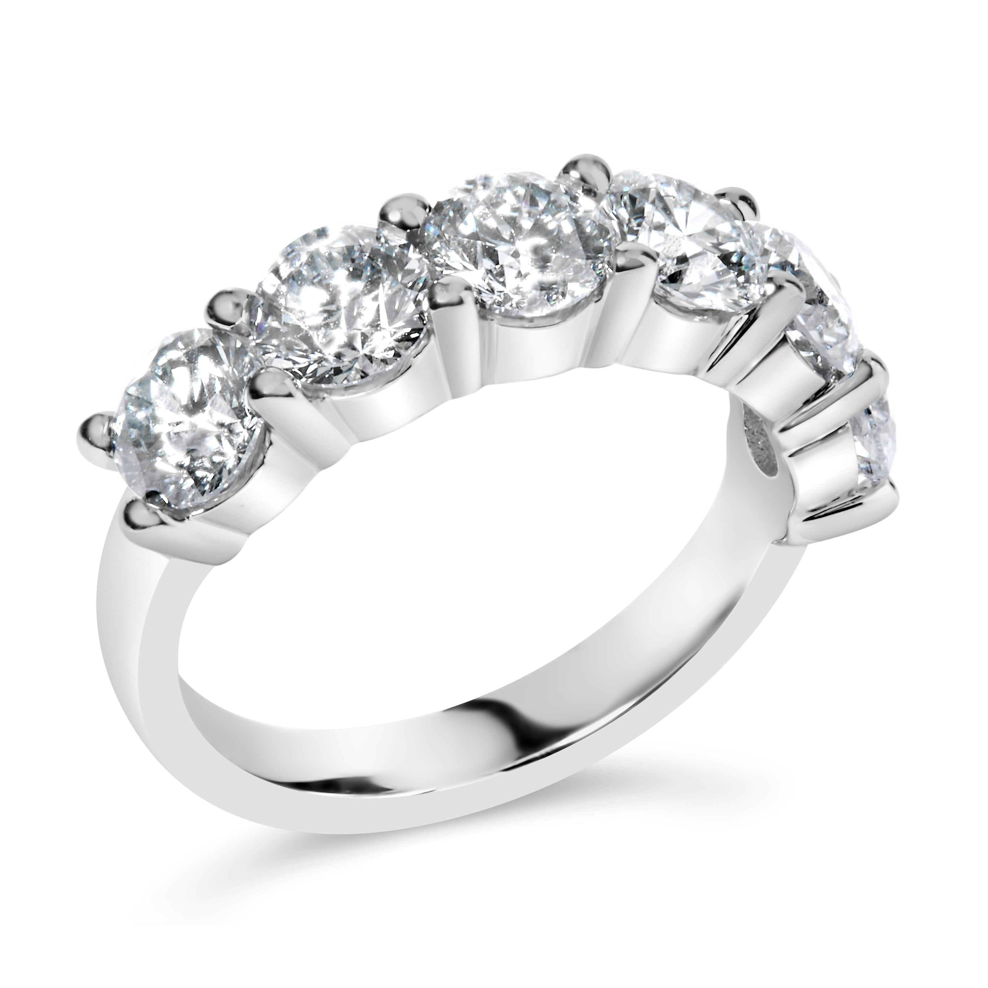 14K White Gold 3.0 Cttw Lab-Grown Diamond Shared Prong Set 6 Stone Band Ring (G-H Color, VS2-SI1 Clarity) - Ring Size 7 DestGlow