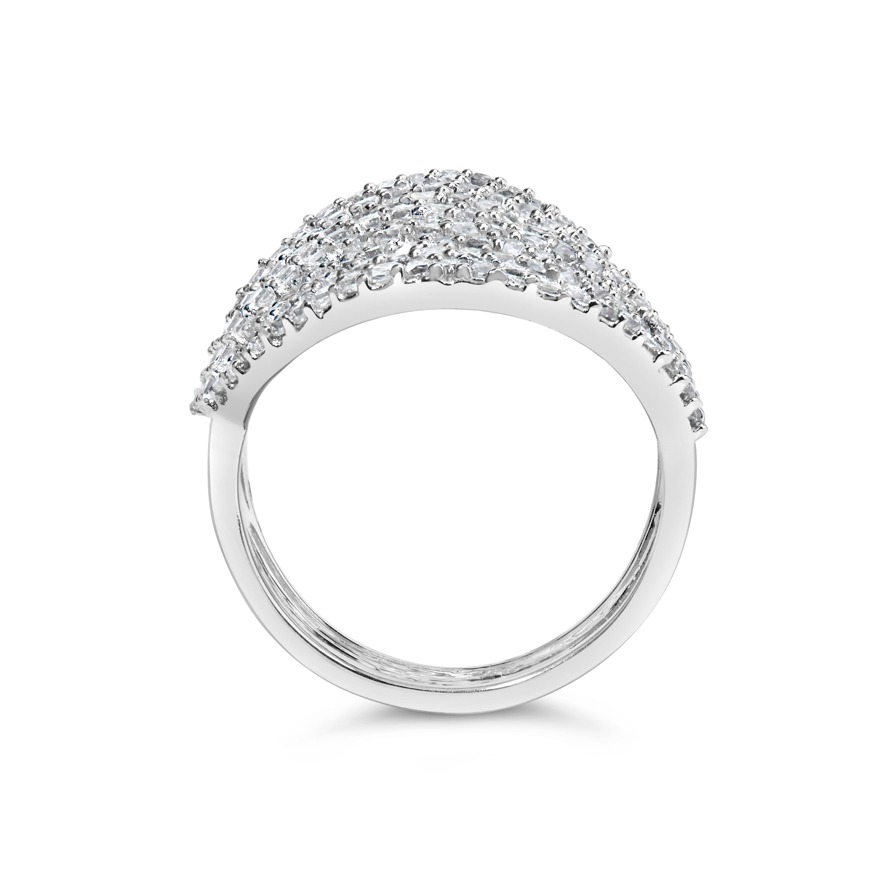 10K White Gold 1 1/2 Cttw Princess Diamond Swirl Design Cocktail Ring DestGlow