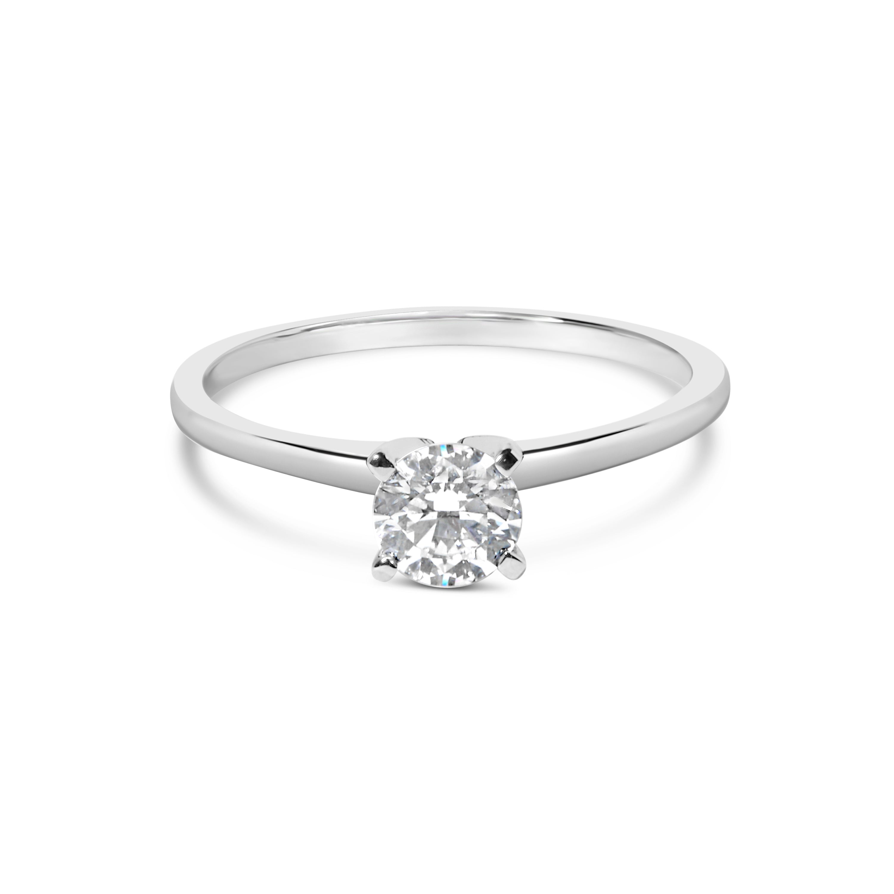 14K White Gold 1/2 Cttw Round Lab Grown Diamond 4 Prong Solitaire Engagement Ring (F-G Color, VS2-SI1 Clarity) - Size 7 by Bids.com