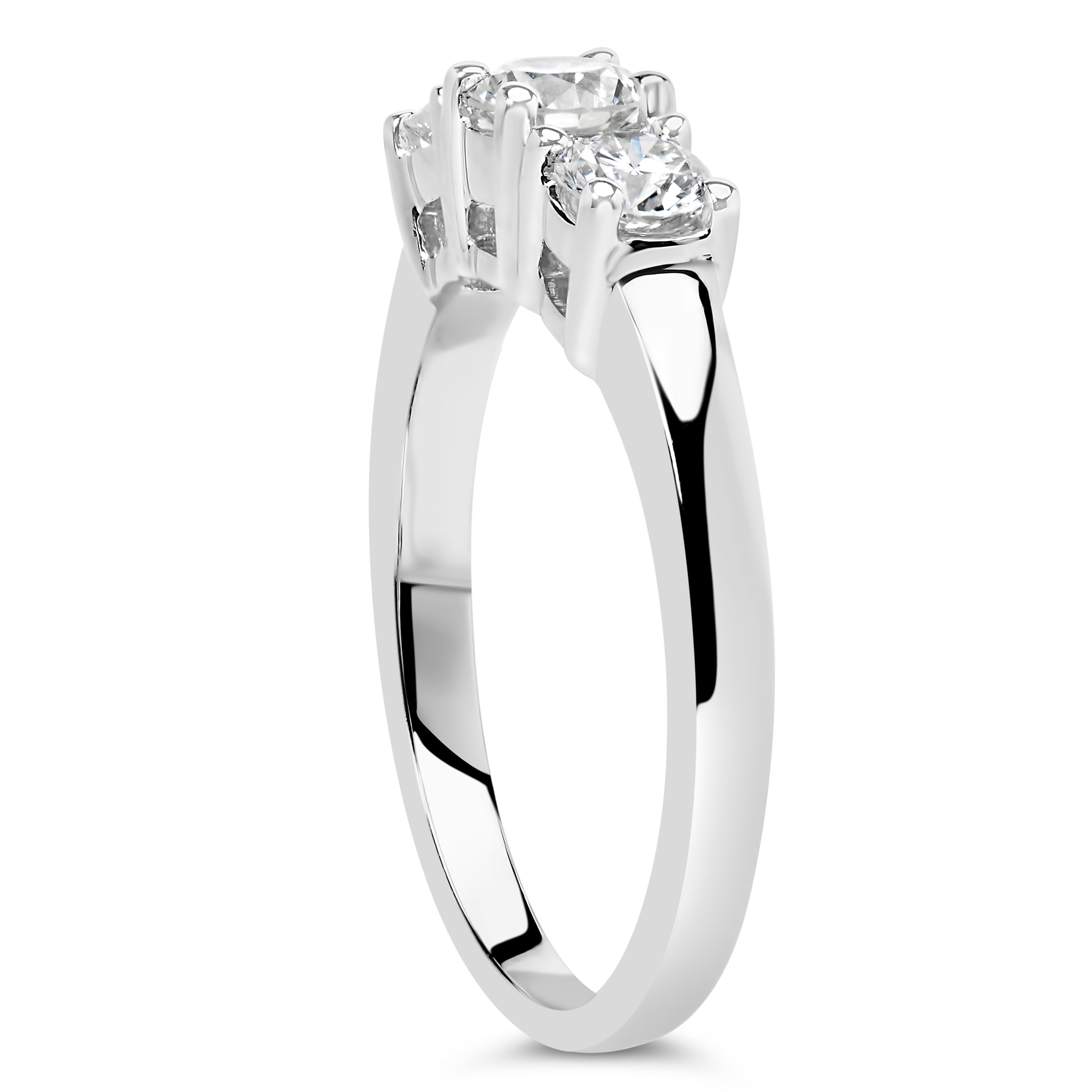 14K White Gold 3/4 Cttw Lab Grown Diamond 3 Stone Ring Band (F-G Color, VS2-SI1 Clarity)- Size 7 by Bids.com