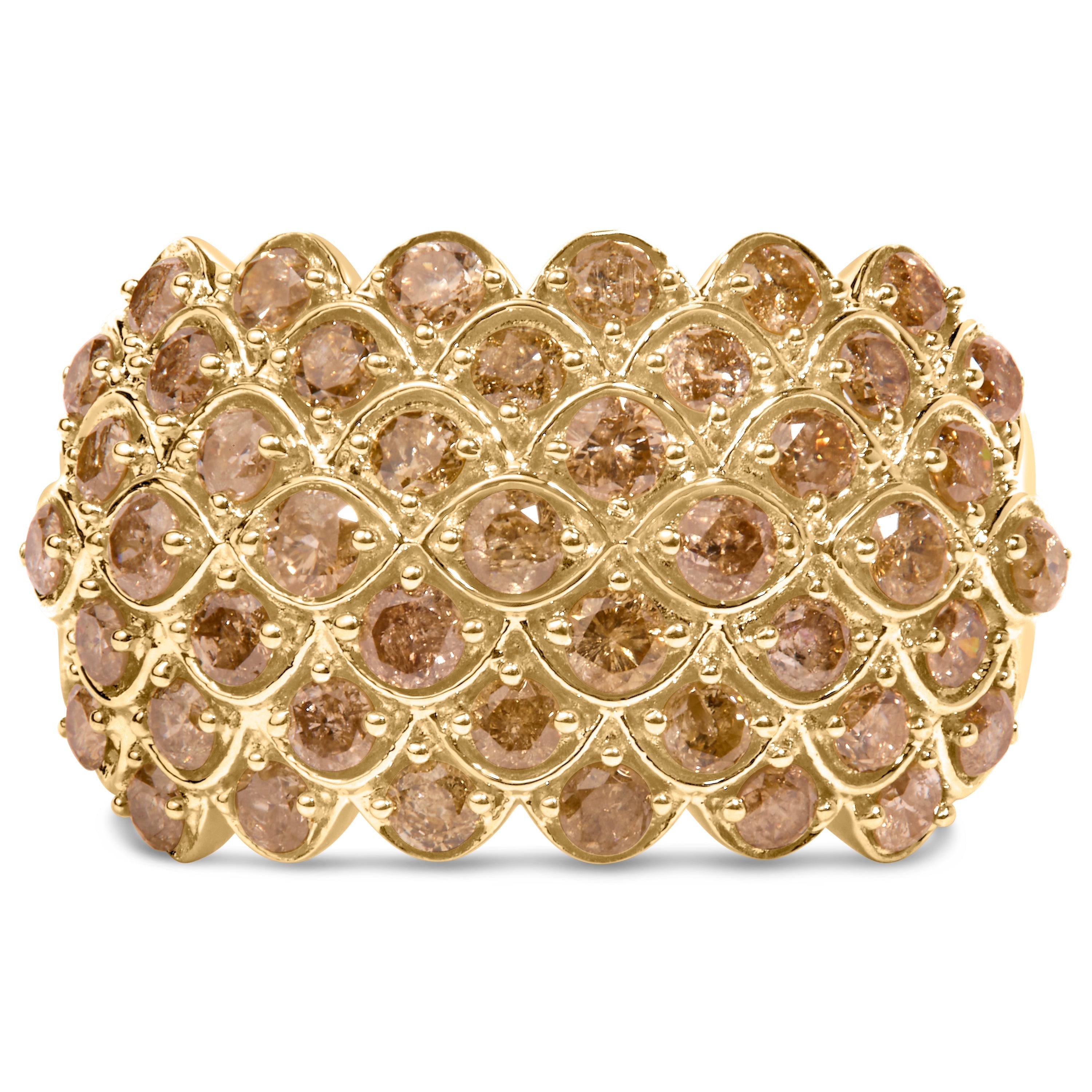 10K Yellow Gold 2.0 Cttw Brown Diamond Teardrop Design Cocktail Ring DestGlow