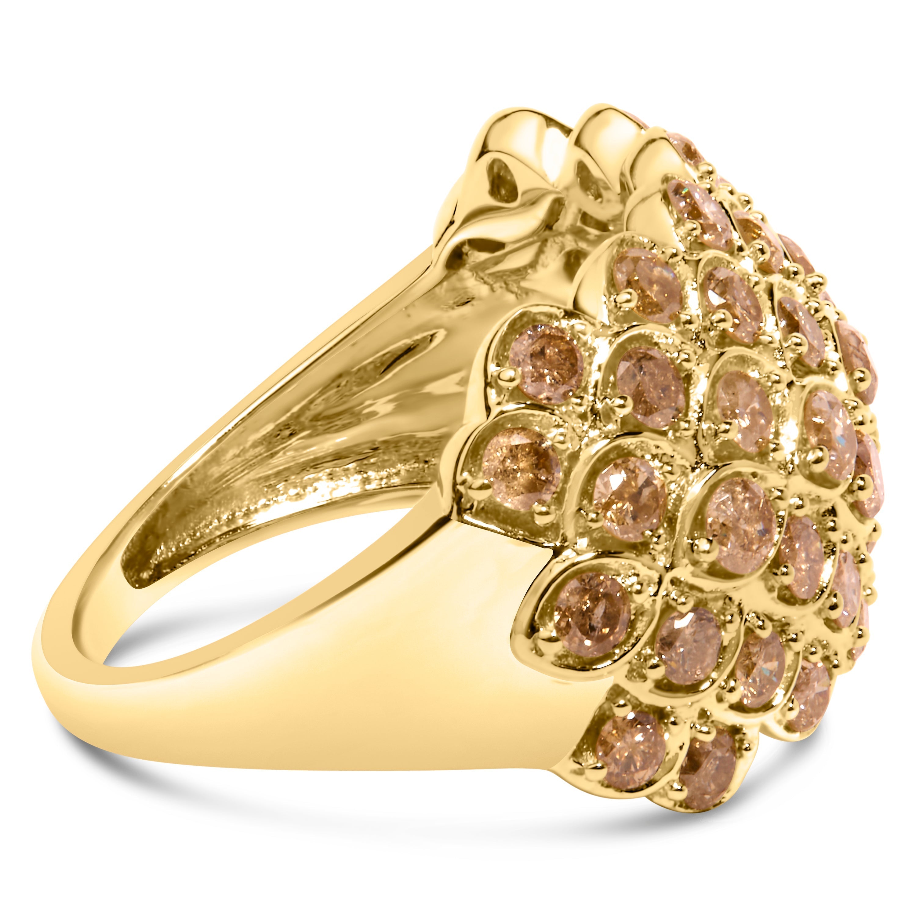 10K Yellow Gold 2.0 Cttw Brown Diamond Teardrop Design Cocktail Ring DestGlow