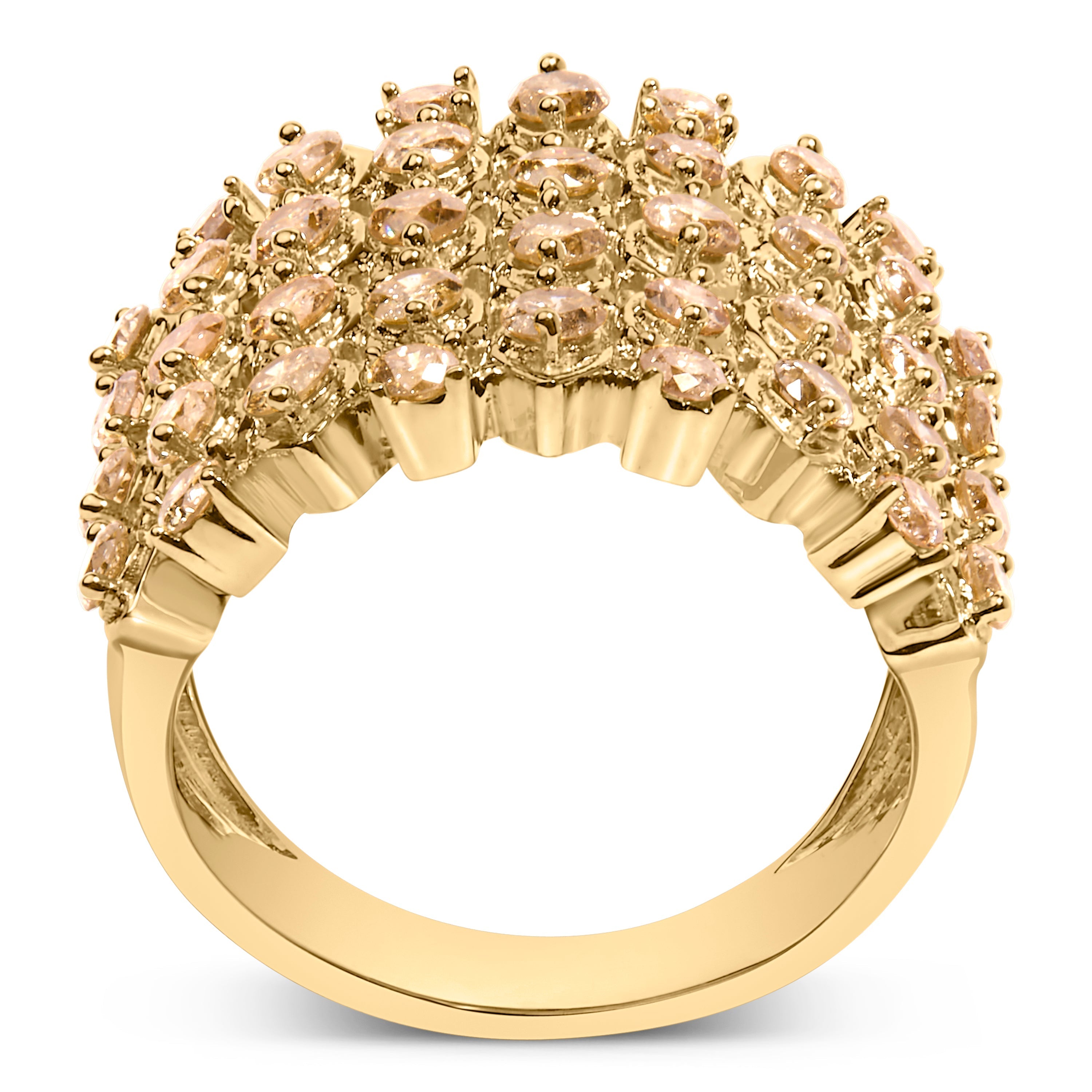 10K Yellow Gold 2.0 Cttw Brown Diamond Mesh Link Cocktail Ring DestGlow