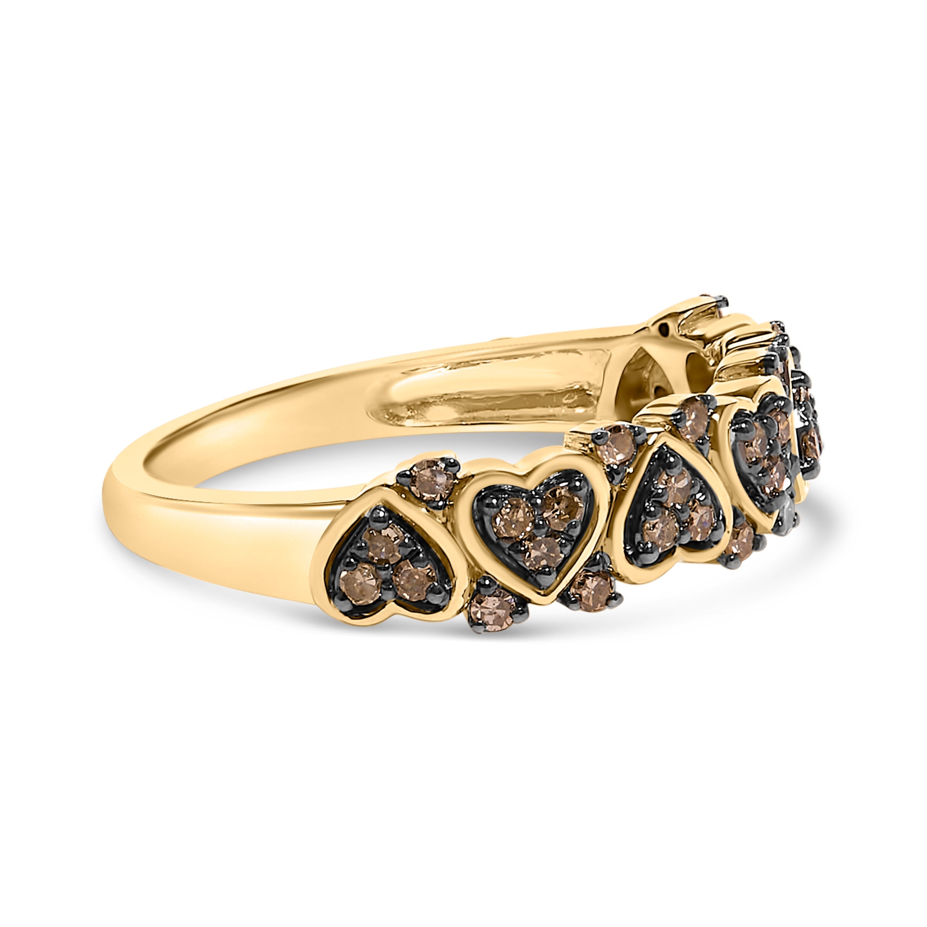 10K Yellow Gold Plated .925 Sterling Silver 1/3 cttw Natural Diamond Band Ring - Size 7 DestGlow