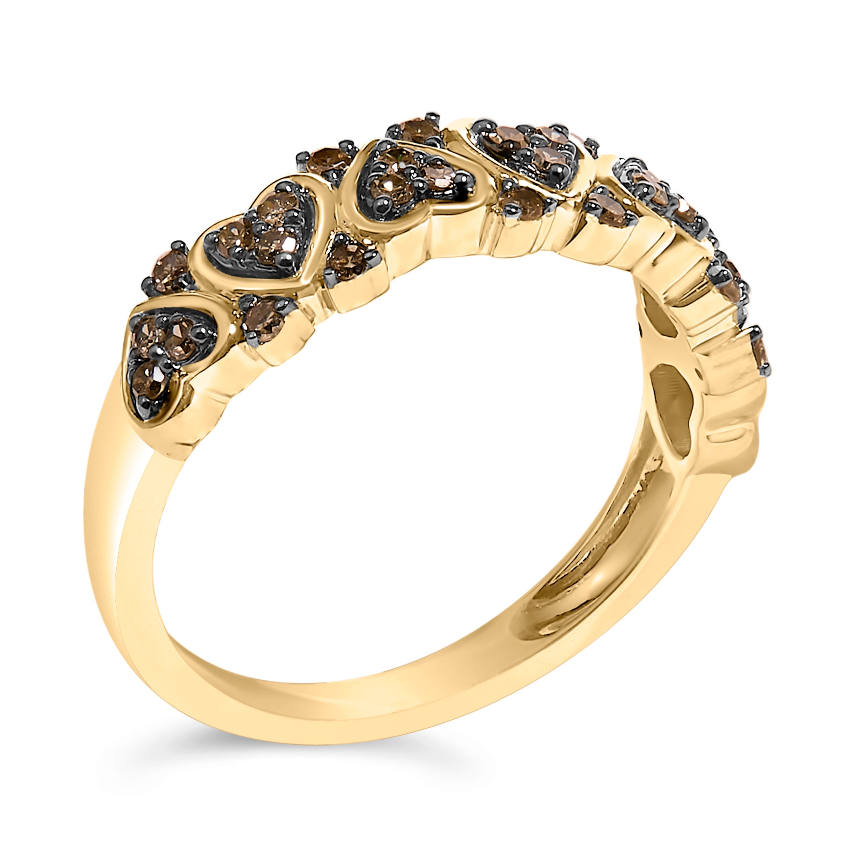 10K Yellow Gold Plated .925 Sterling Silver 1/3 cttw Natural Diamond Band Ring - Size 7 DestGlow