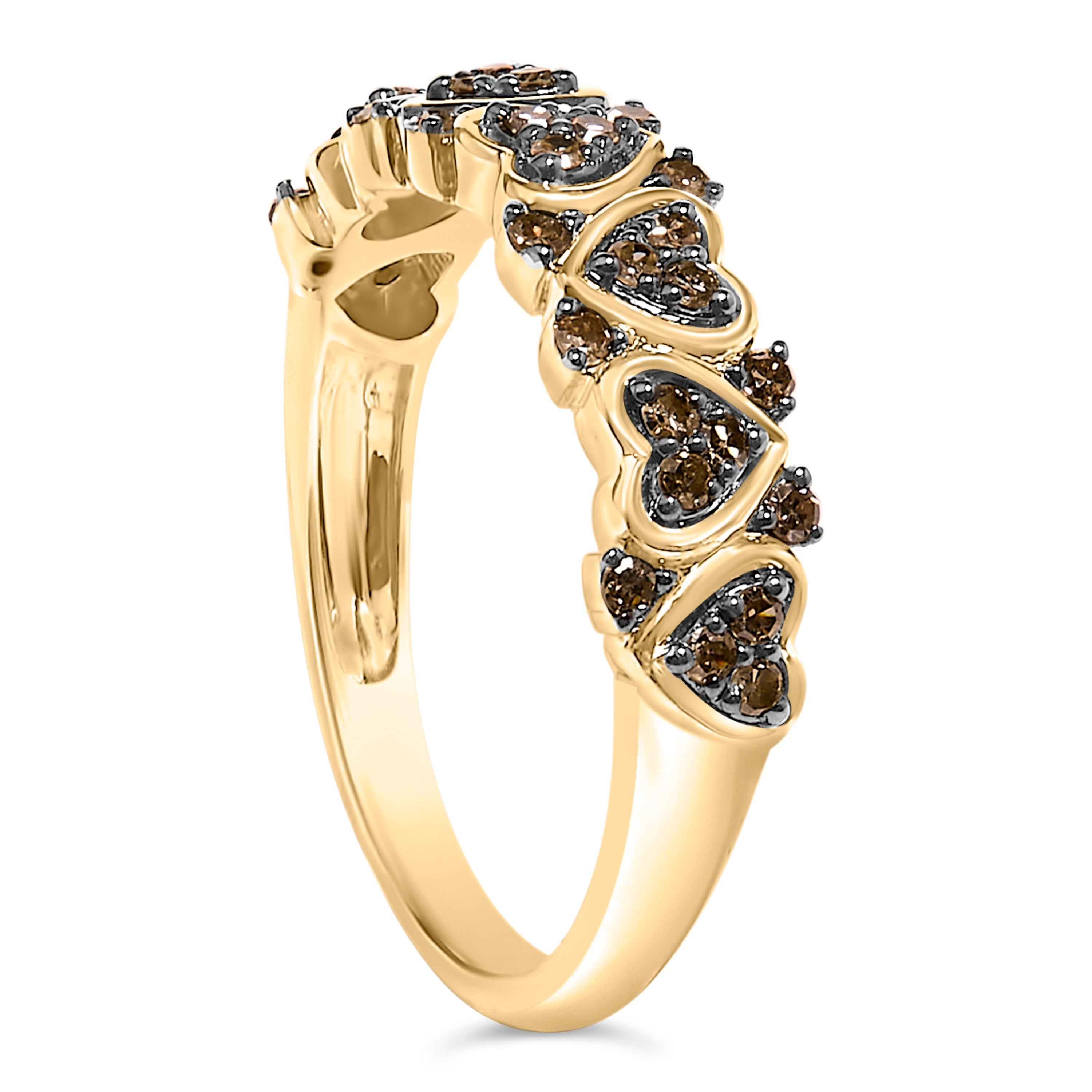 10K Yellow Gold Plated .925 Sterling Silver 1/3 cttw Natural Diamond Band Ring - Size 7 DestGlow