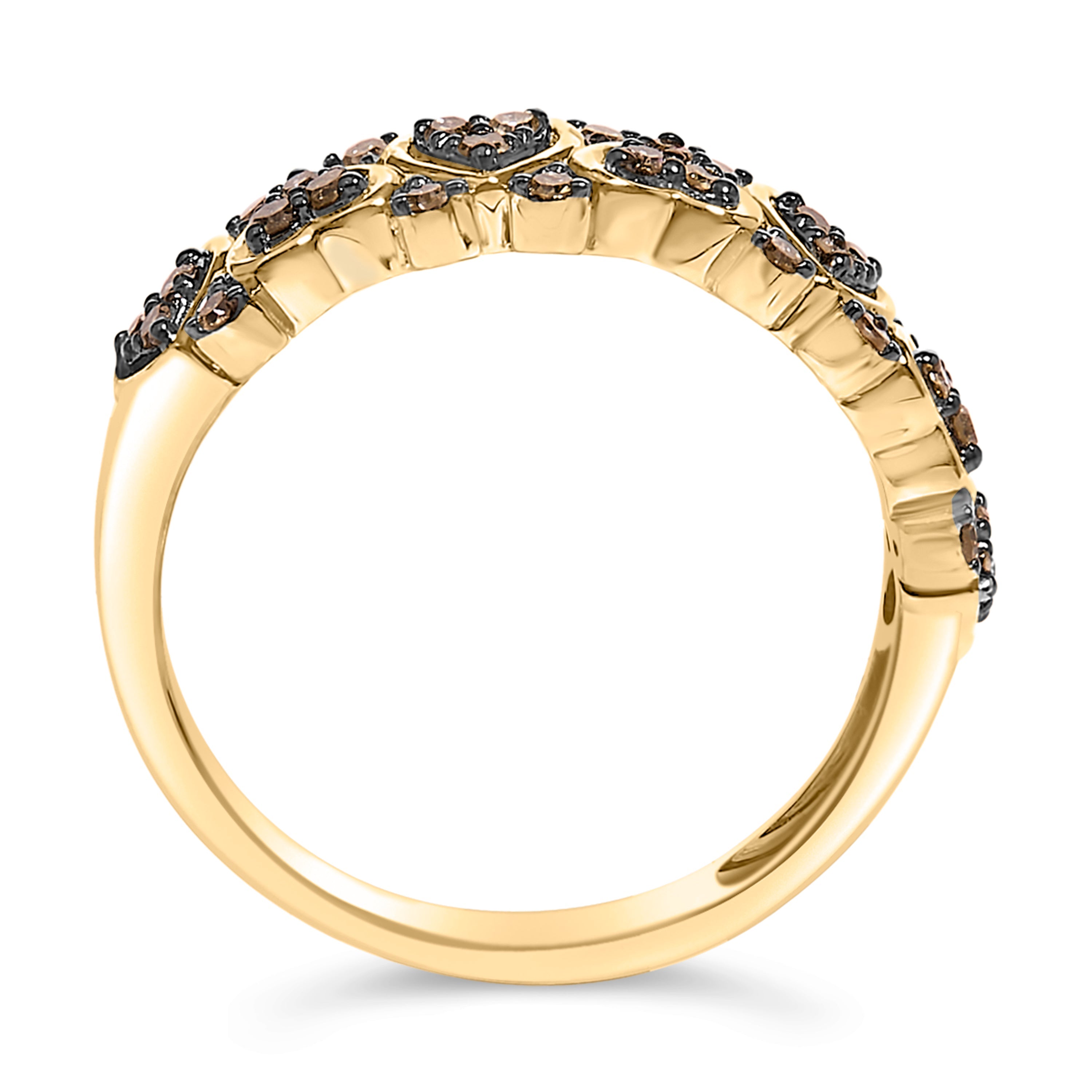10K Yellow Gold Plated .925 Sterling Silver 1/3 cttw Natural Diamond Band Ring - Size 7 DestGlow