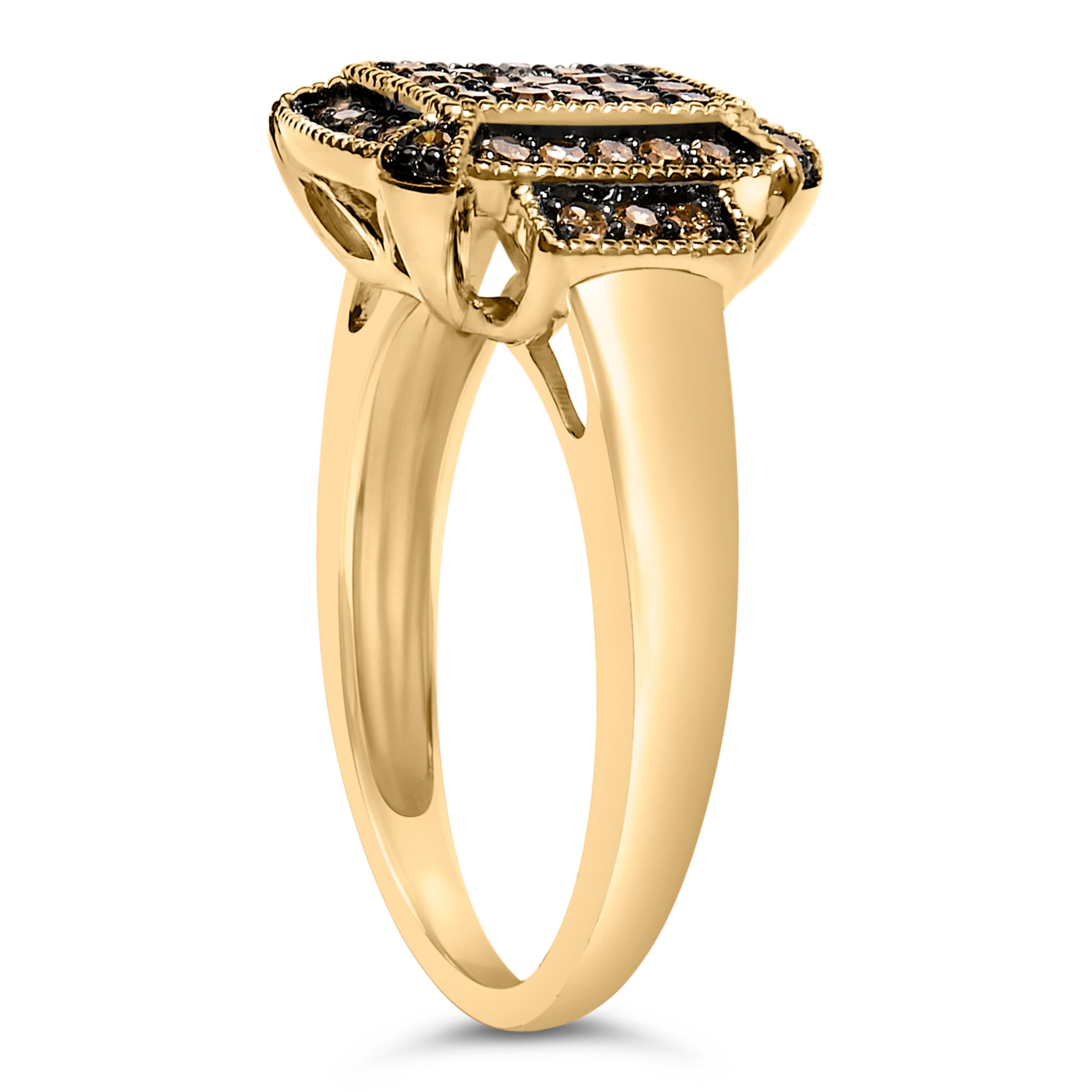 10K Yellow Gold Plated .925 Sterling Silver 1/2 Cttw Champagne Diamond Step Up Ring - Size 7 by Bids.com