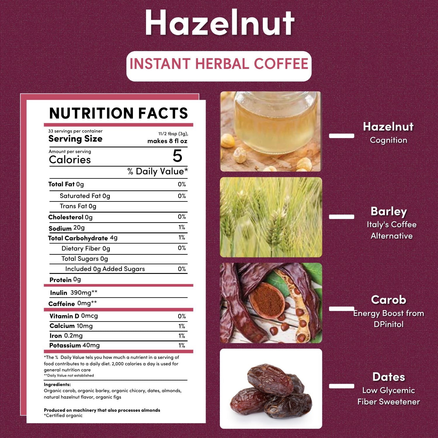 Instant Hazelnut Herbal Coffee DestGlow