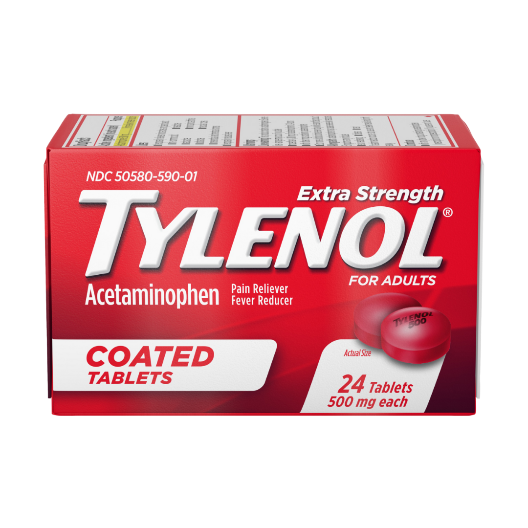 Tylenol Extra Strength Acetaminophen Coated Tablets 500mg (24 ct) DestGlow