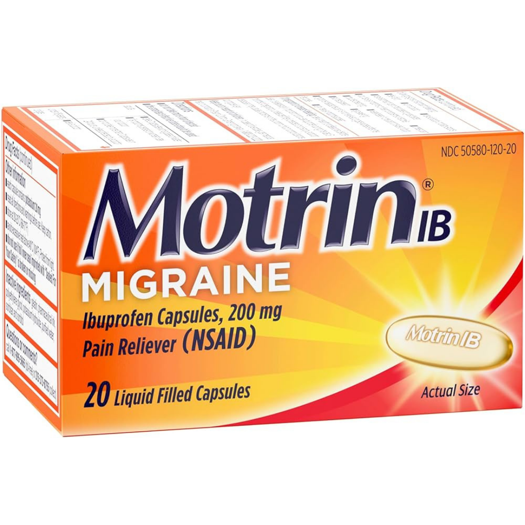 Motrin IB Migraine Pain Reliever Ibuprofen 200mg Liquid Gels (20 ct) DestGlow