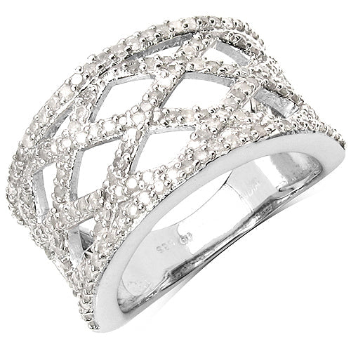 0.92 Carat Genuine White Diamond .925 Sterling Silver Ring by Bids.com