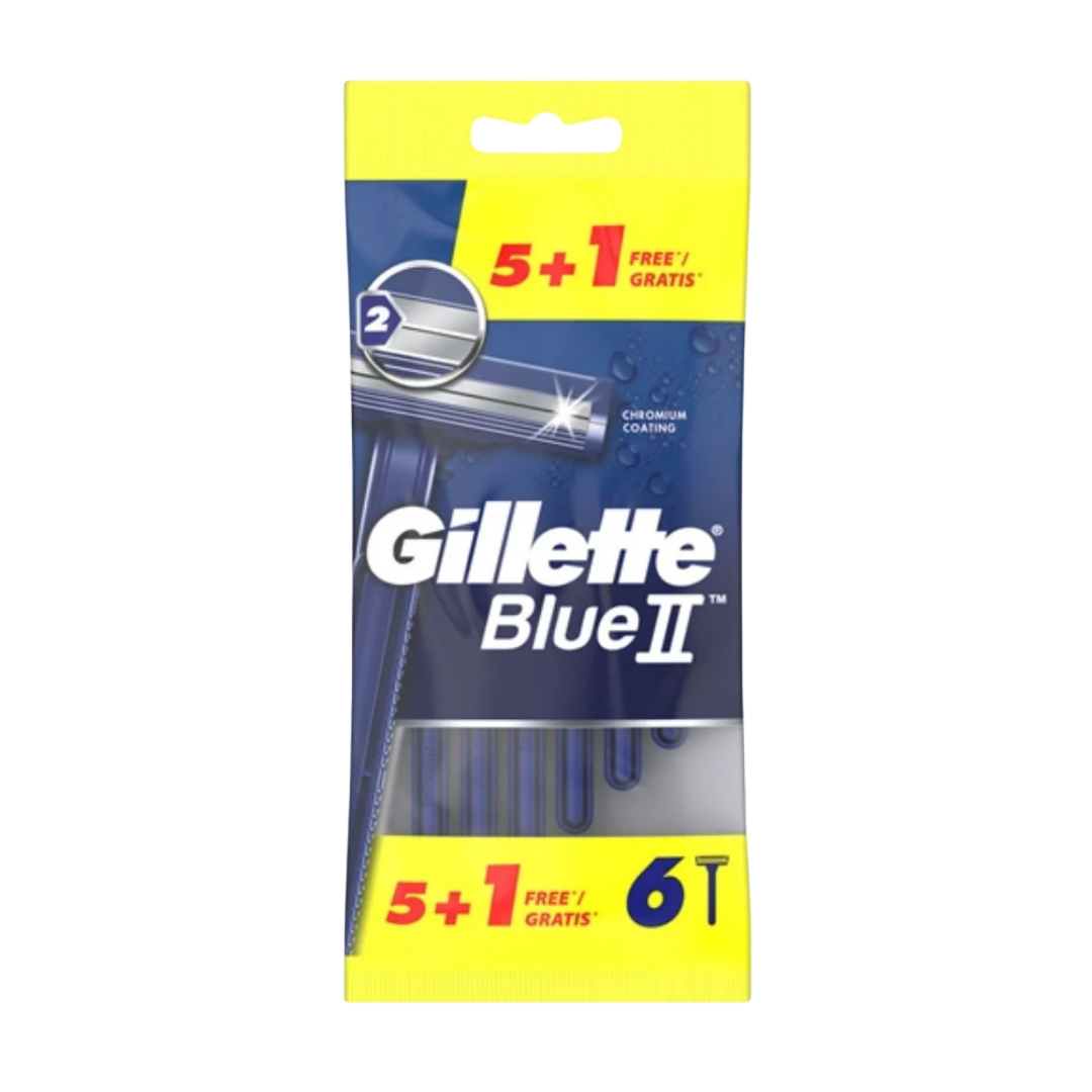 Gillette BlueII Disposable Razors Men (6 Count) DestGlow