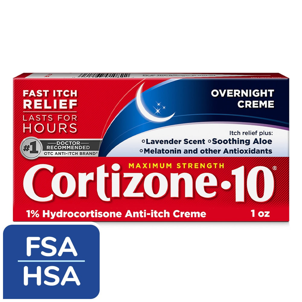 Cortizone 10 Anti Itch Creme, Maximum Strength, Overnight Creme 1 Oz by Pasteur Pharmacy