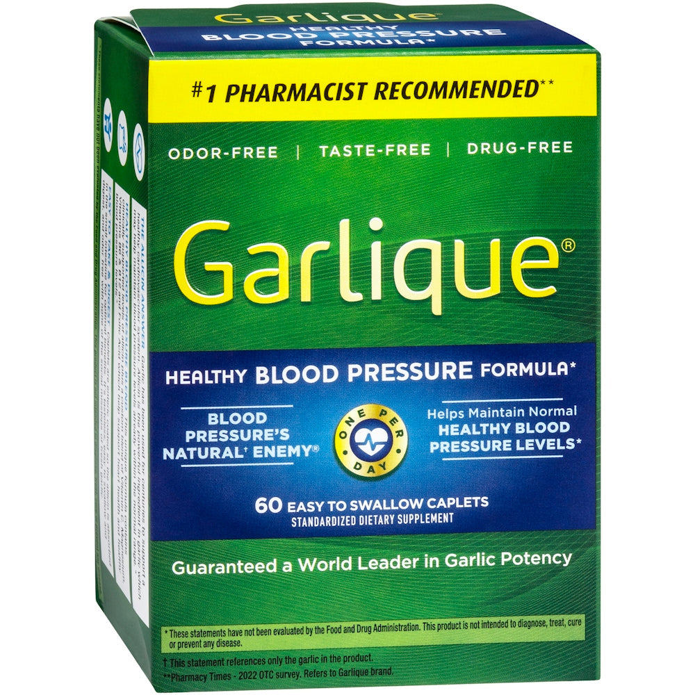 Garlique Healthy Blood Pressure Formula - Odor-Free Garlic, 60 Caplets by Pasteur Pharmacy