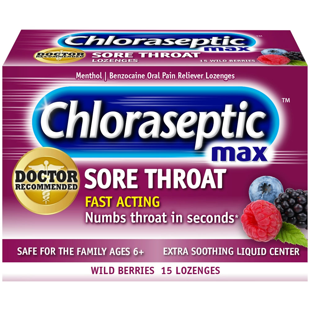 Chloraseptic Max Sore Throat, Fast Acting, Lozenges, Wild Berries by Pasteur Pharmacy