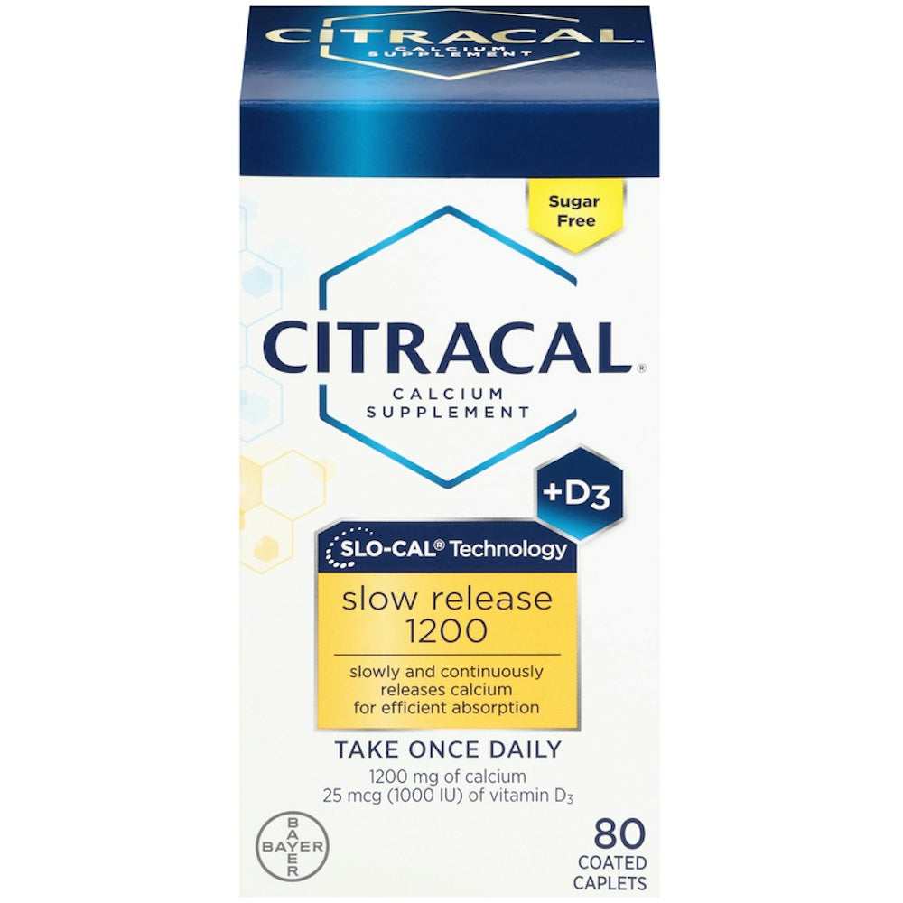 Citracal Calcium Supplement, Slow Release 1200 + D3, 80 Coated Tablets by Pasteur Pharmacy