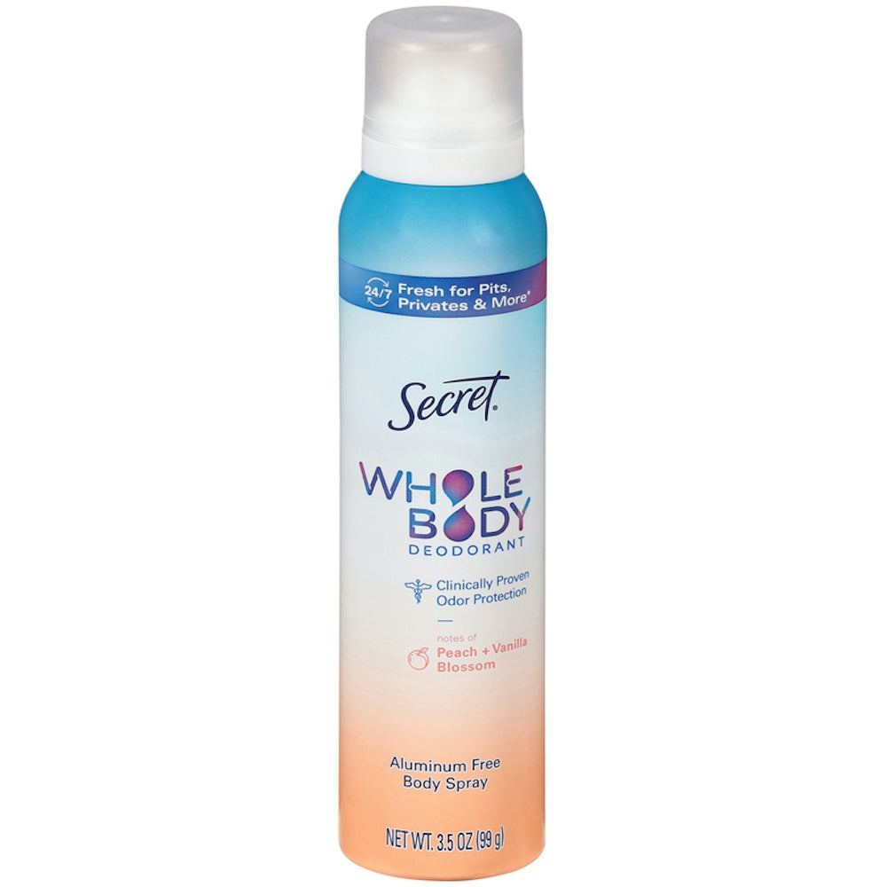 Secret Whole Body Aluminum Free Deodorant Spray, Peach & Vanilla Blossom - 3.5 oz by Pasteur Pharmacy