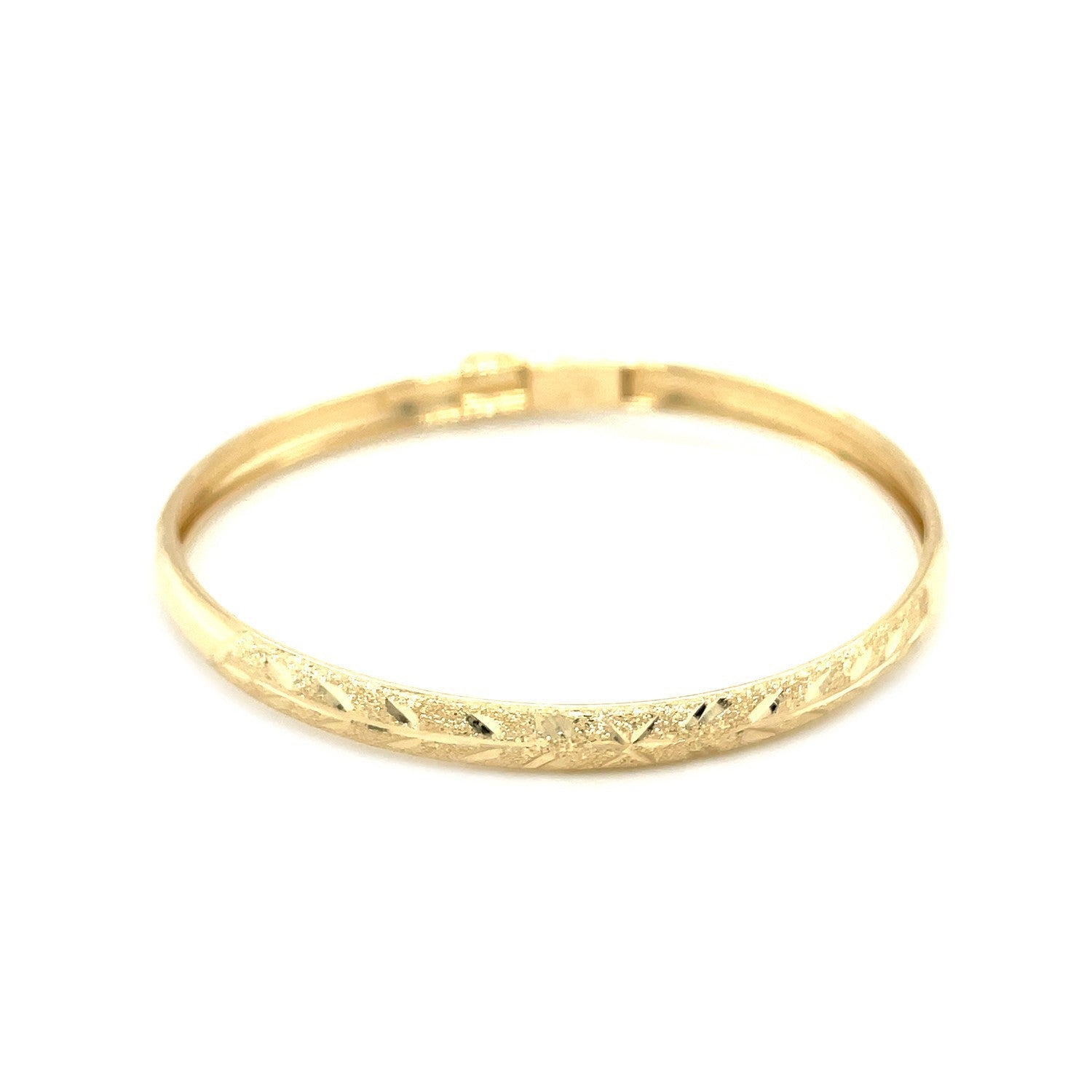 10k Yellow Gold Dome Childrens Diamond Cut Florentine Bangle by Bids.com