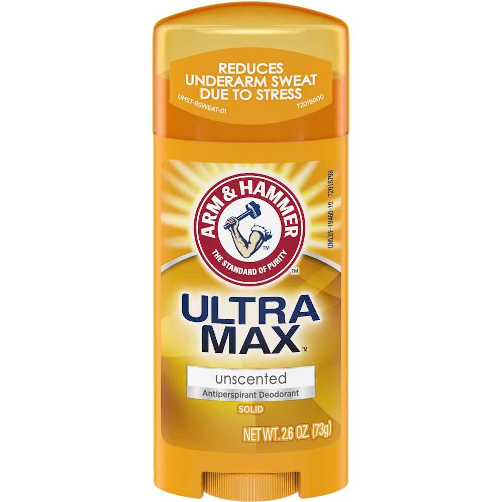 Arm & Hammer Ultra Max Antiperspirant Deodorant, Unscented, 2.6 oz (Invisible Solid)