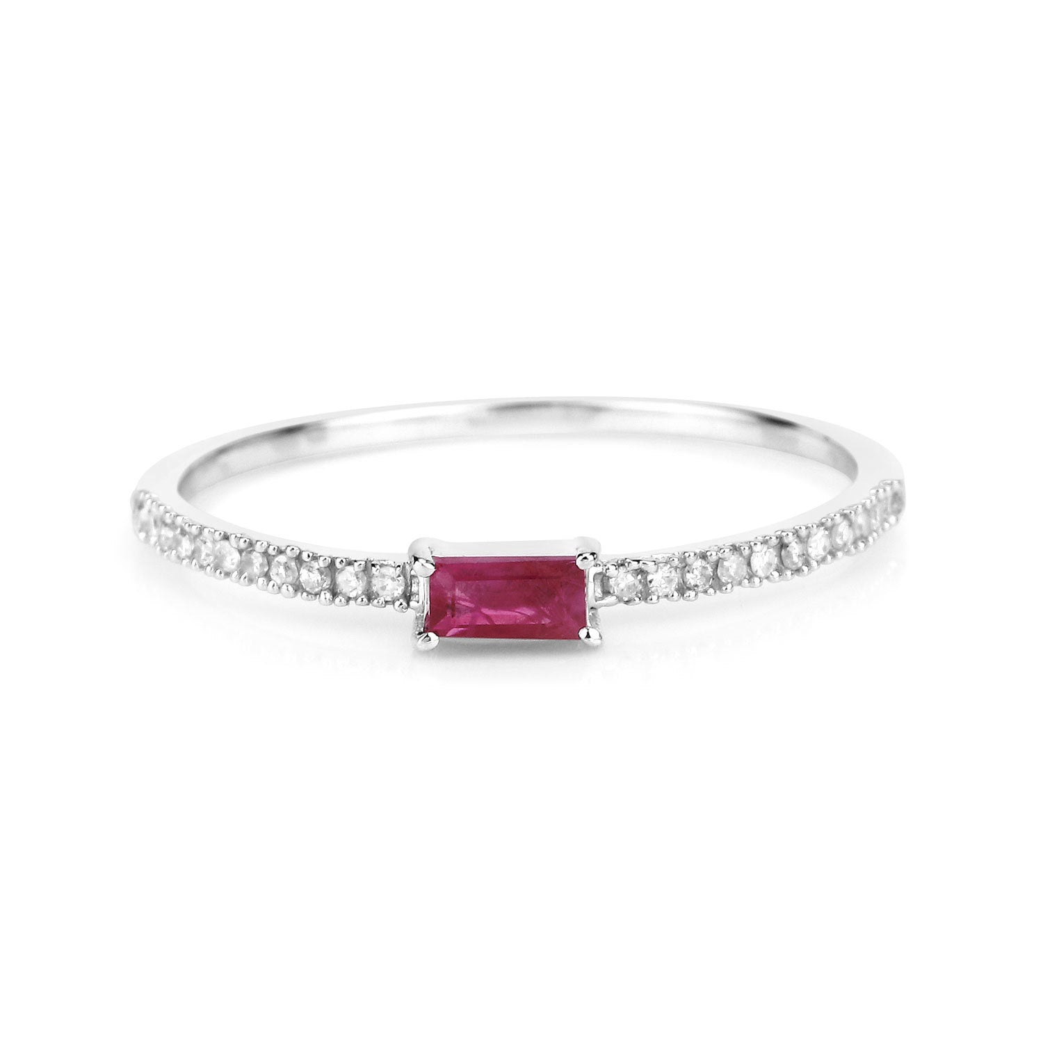 0.22 Carat Genuine Ruby and White Diamond 14K White Gold Ring by Bids.com
