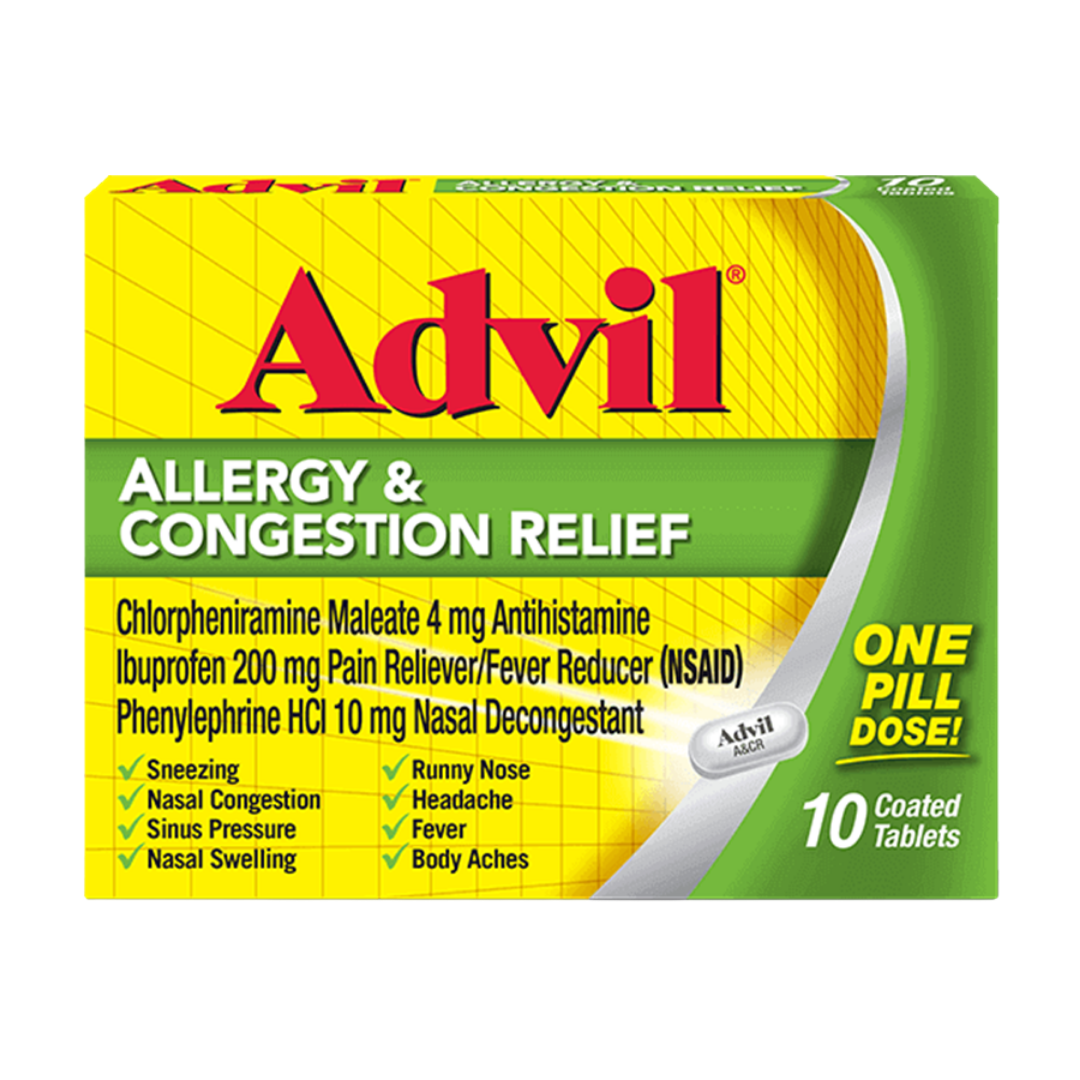 Advil Allergy & Congestion Relief Coated Tablets (10 ct) DestGlow