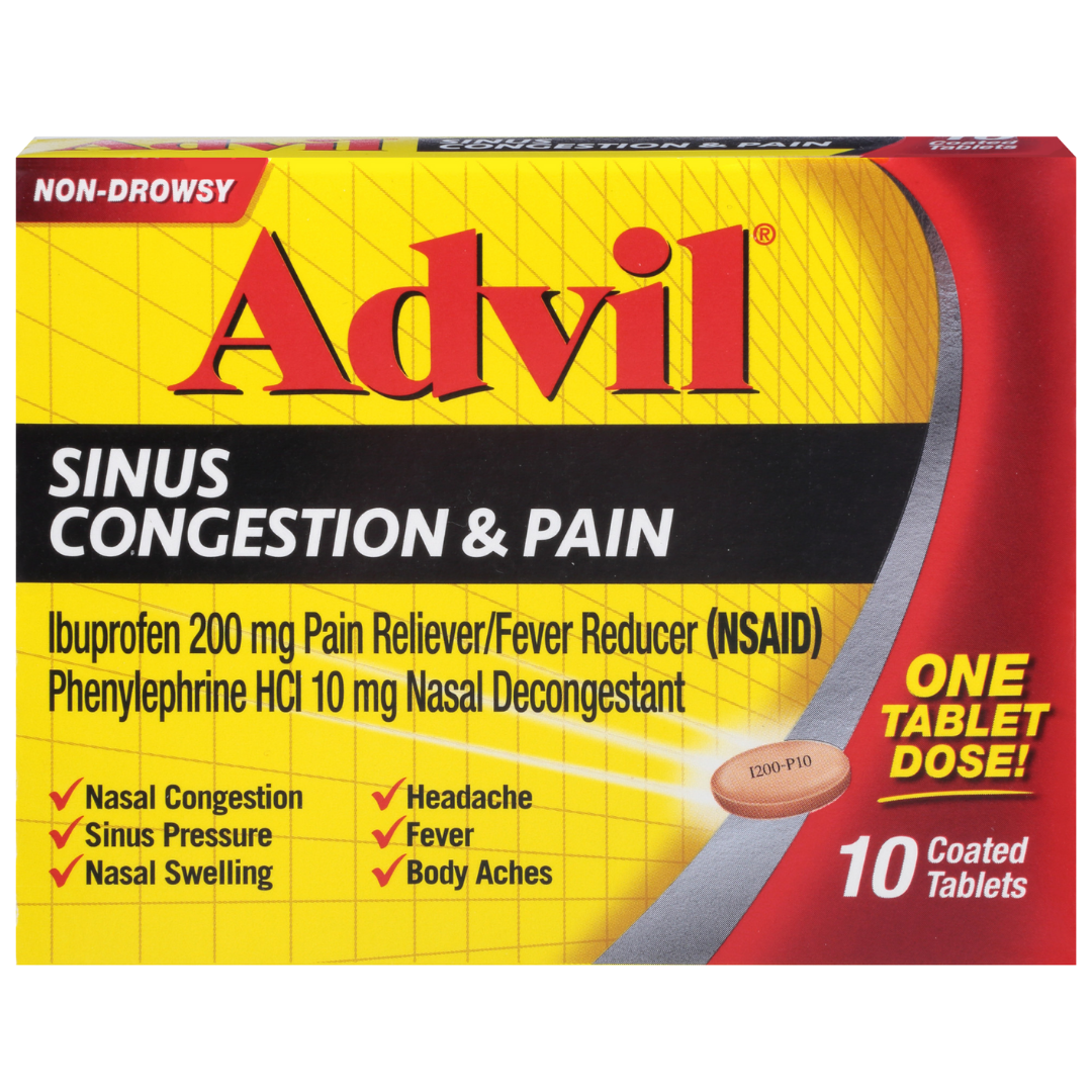 Advil Sinus Congestion & Pain Relief Coated Tablets (10 ct) DestGlow
