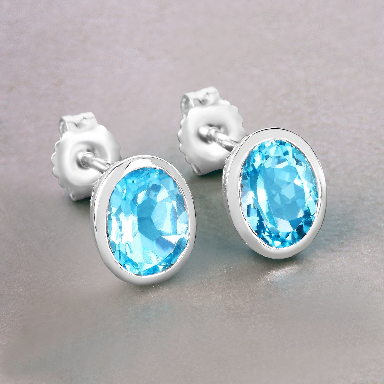 4.00 Carat Genuine Swiss Blue Topaz .925 Sterling Silver Earrings by Bids.com