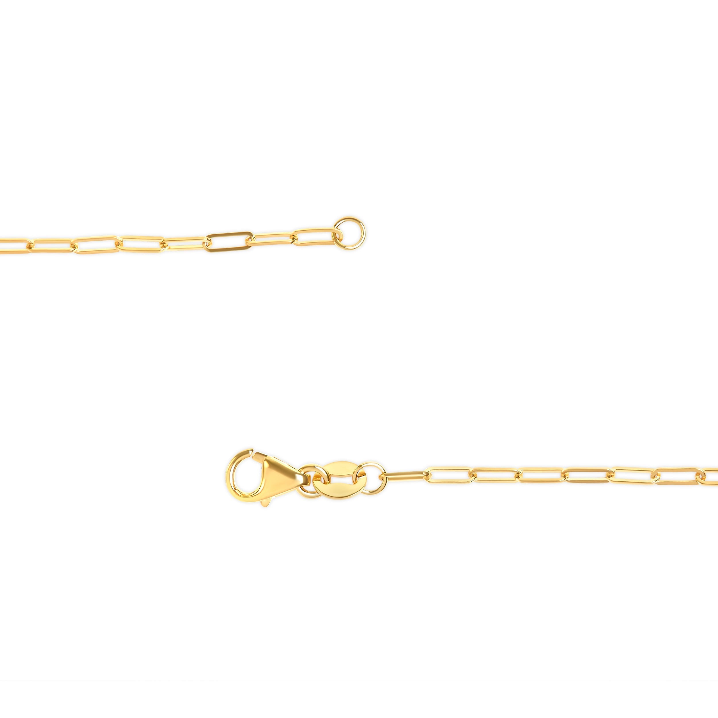 Unisex Solid 14K Yellow Gold 1.5mm Paperclip Chain Necklace - 18 Inches DestGlow