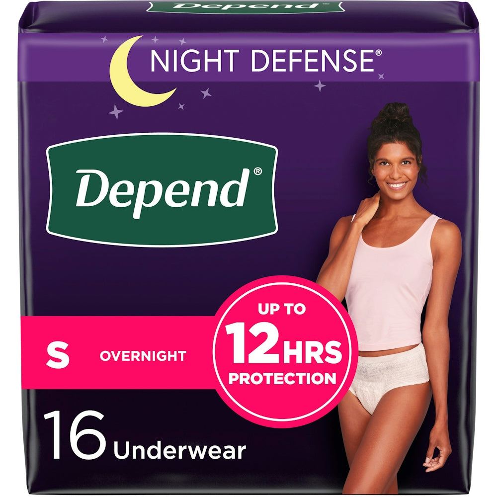 Depend Night Defense Incontinence Overnight Underwear for Women, Small, 16 Count by Pasteur Pharmacy