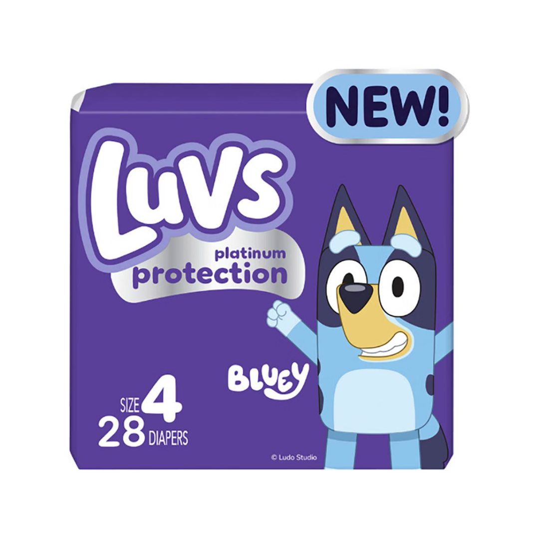 Luvs Platinum Protection Baby Diapers Bluey Size 4 (28 Count) DestGlow
