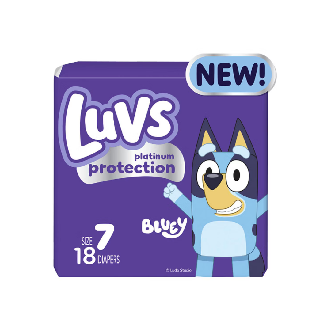 Luvs Platinum Protection Baby Diapers Bluey Size 7 (18 Count) DestGlow