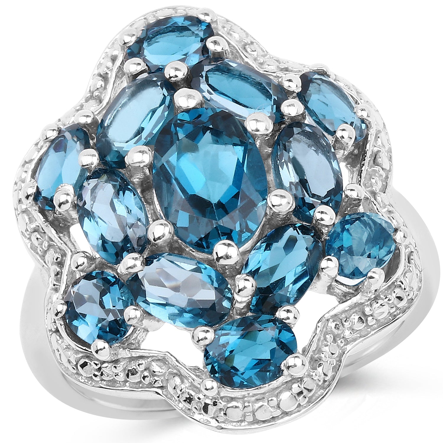 3.72 Carat Genuine London Blue Topaz .925 Sterling Silver Ring by Bids.com