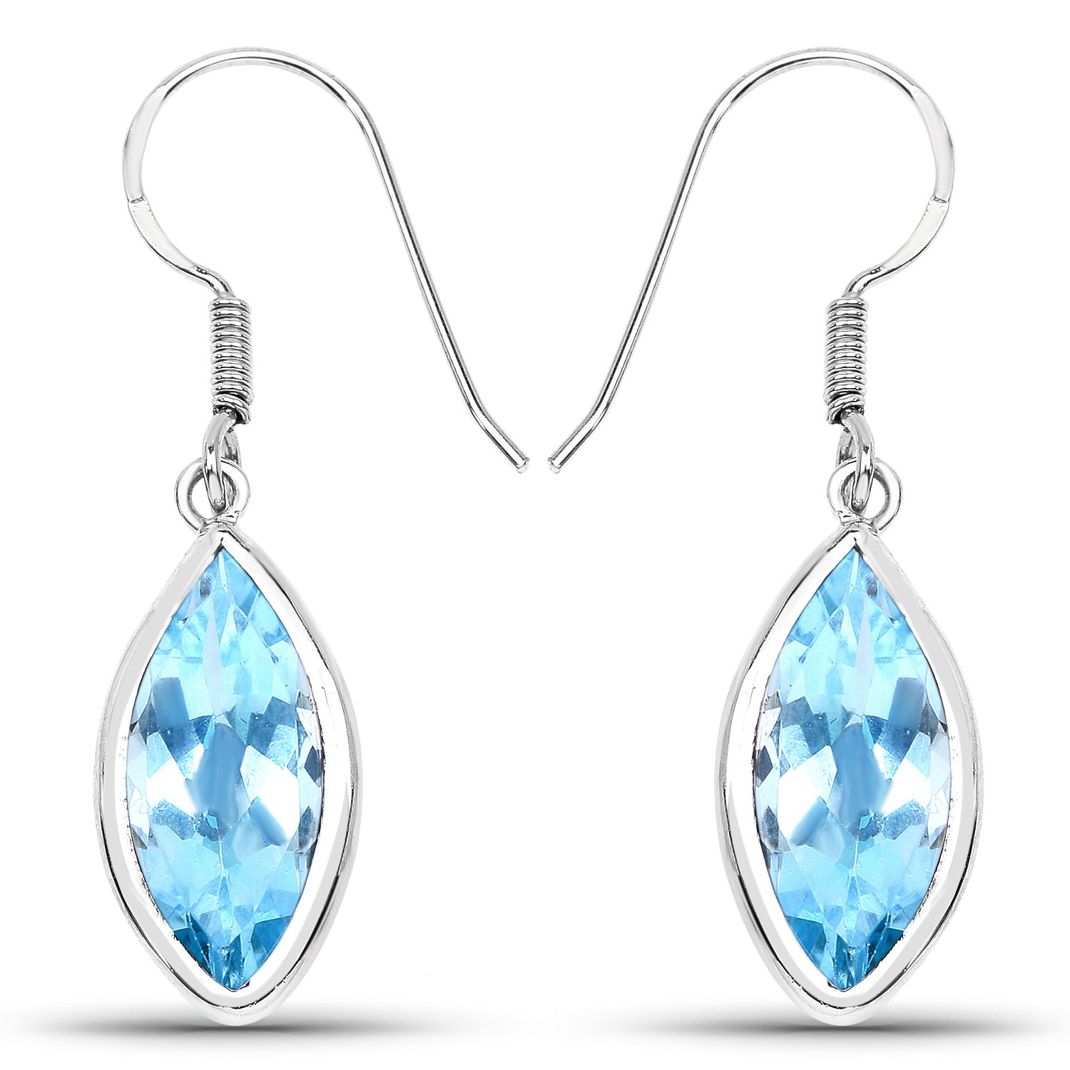 9.76 Carat Genuine Blue Topaz .925 Sterling Silver Earrings by Bids.com