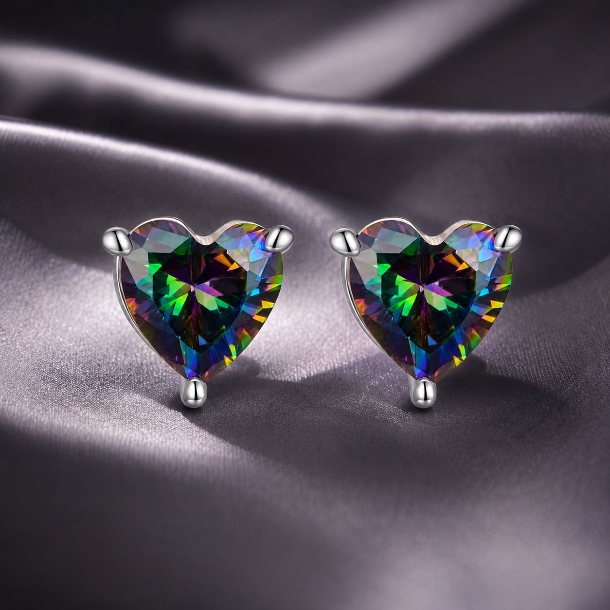 925 Sterling Silver Earrings 7mm Width with Transparent Glass for Women DestGlow