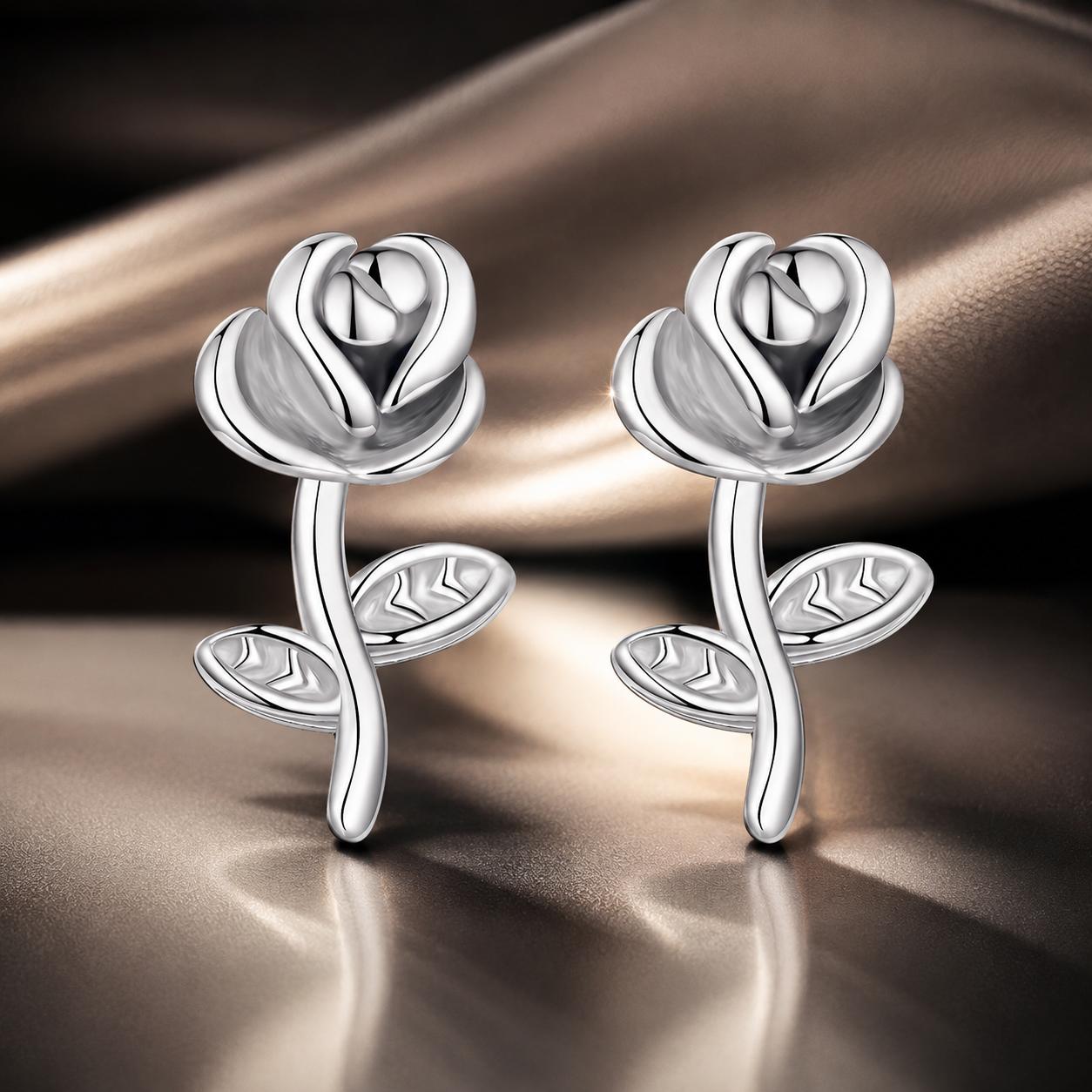 925 Sterling Silver Earrings plated with White Gold, 0.9*0.5cm for Women DestGlow