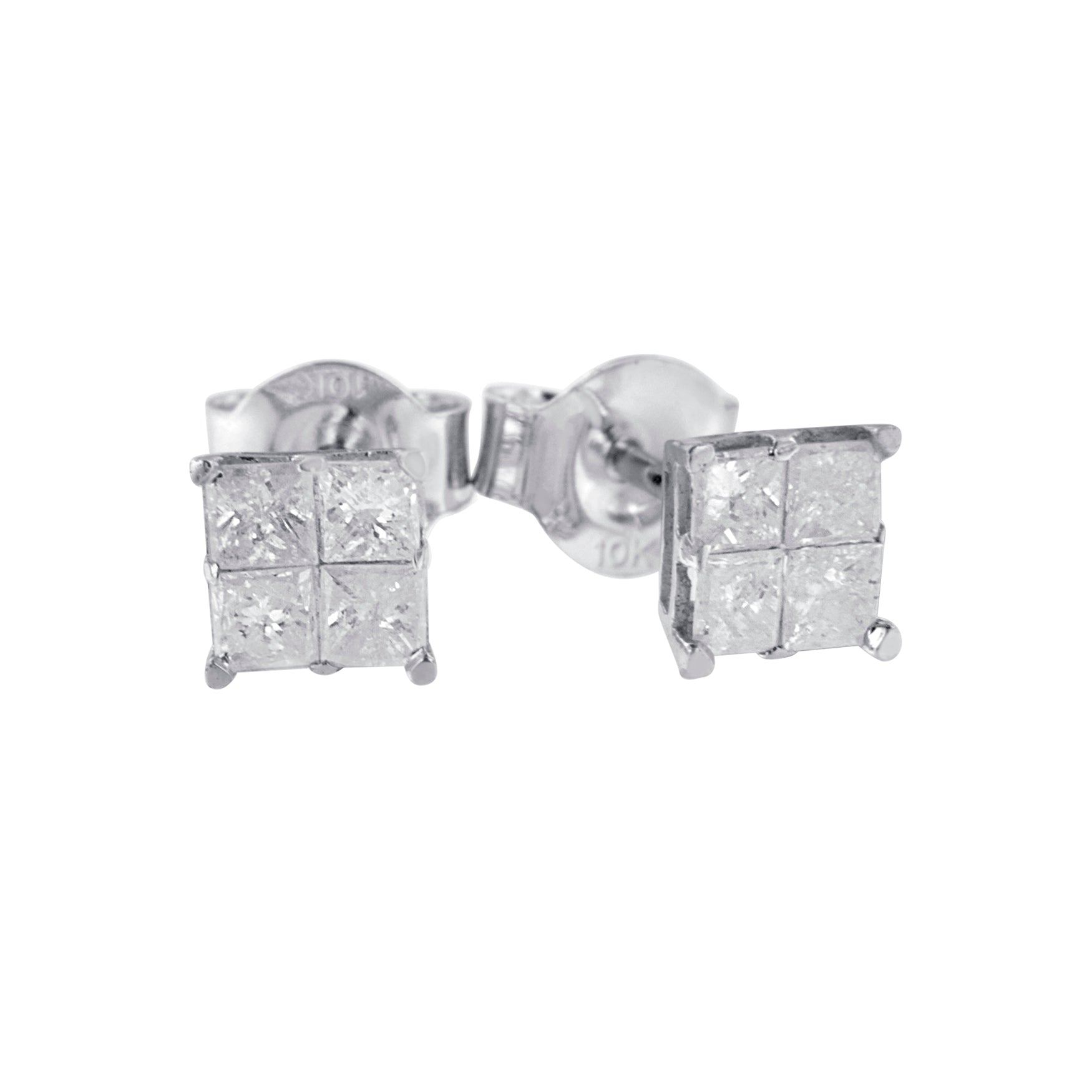 10k White Gold Diamond Stud Earrings (0.60 cttw, I-J Color, I2-I3 Clarity) by Bids.com