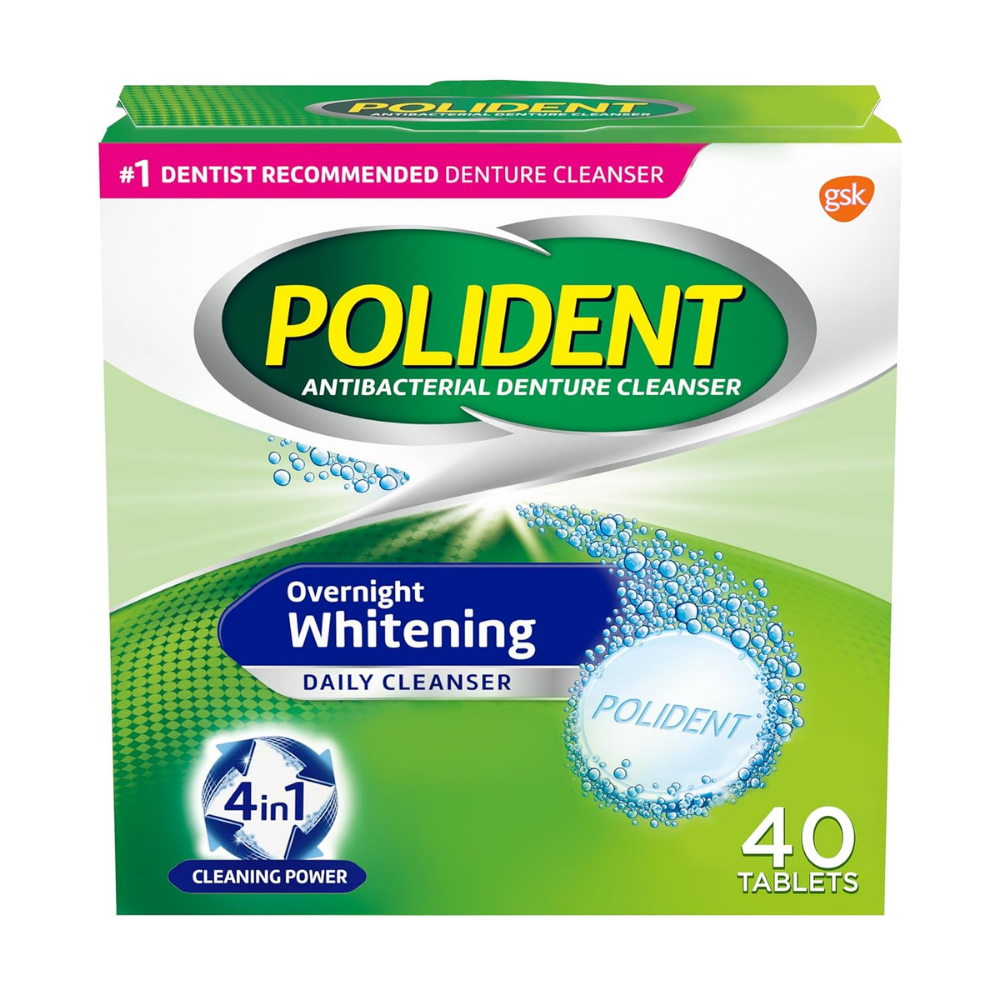 Polident Overnight Whitening Denture Cleanser Tablets (40ct) DestGlow