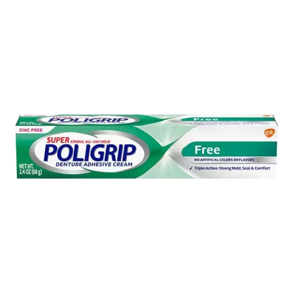 Poligrip Zinc-Free Denture Adhesive Cream (2.4oz) DestGlow
