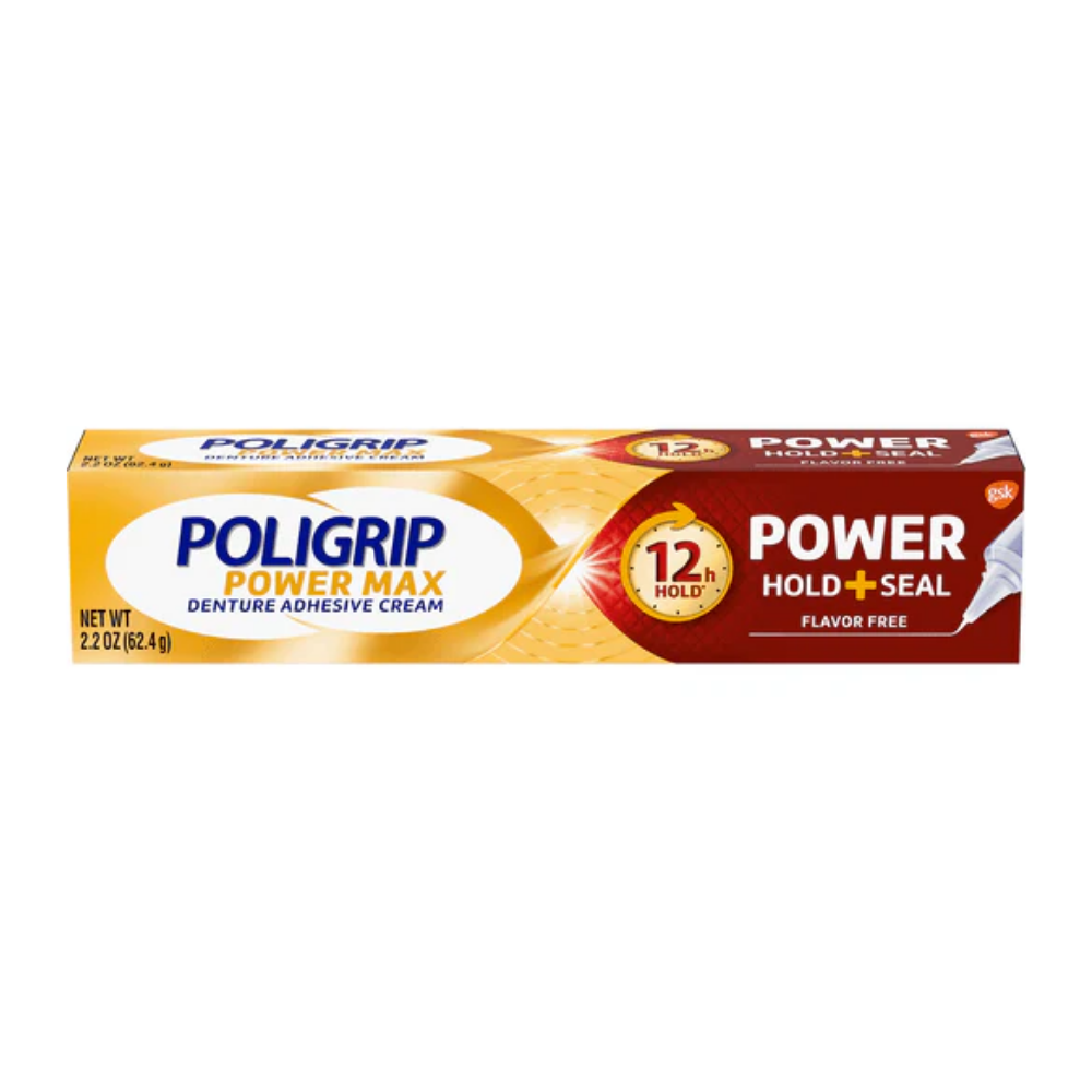 Poligrip Power Max 12h Holder Denture Adhesive Cream (2.2oz) DestGlow