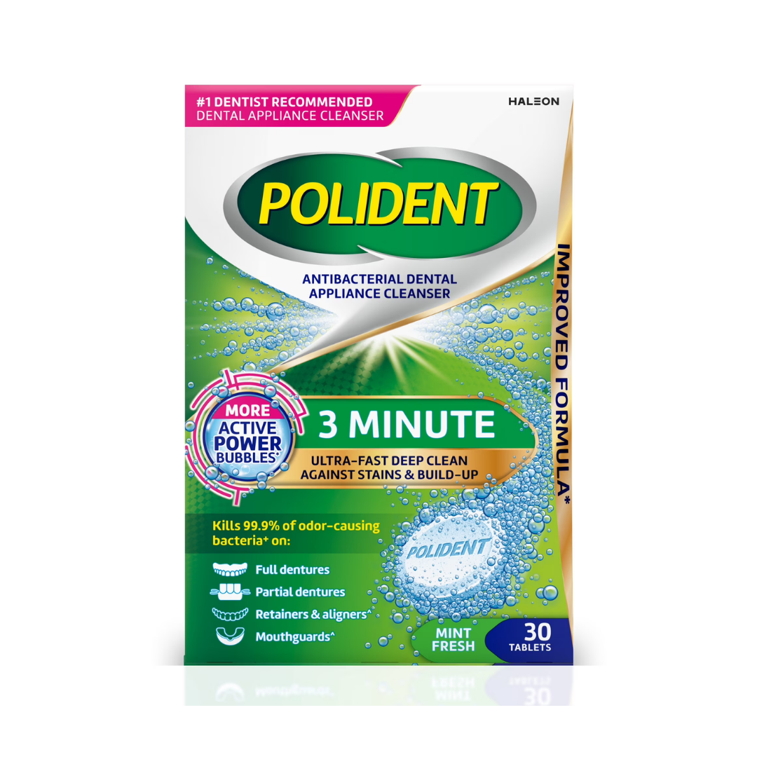 Polident 3-Minute Antibacterial Dental Appliance Cleanser (30 Tablets) DestGlow