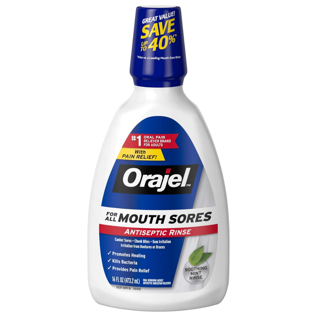 Orajel Mouth Sores Antiseptic Rinse Soothing Mint (16oz) DestGlow
